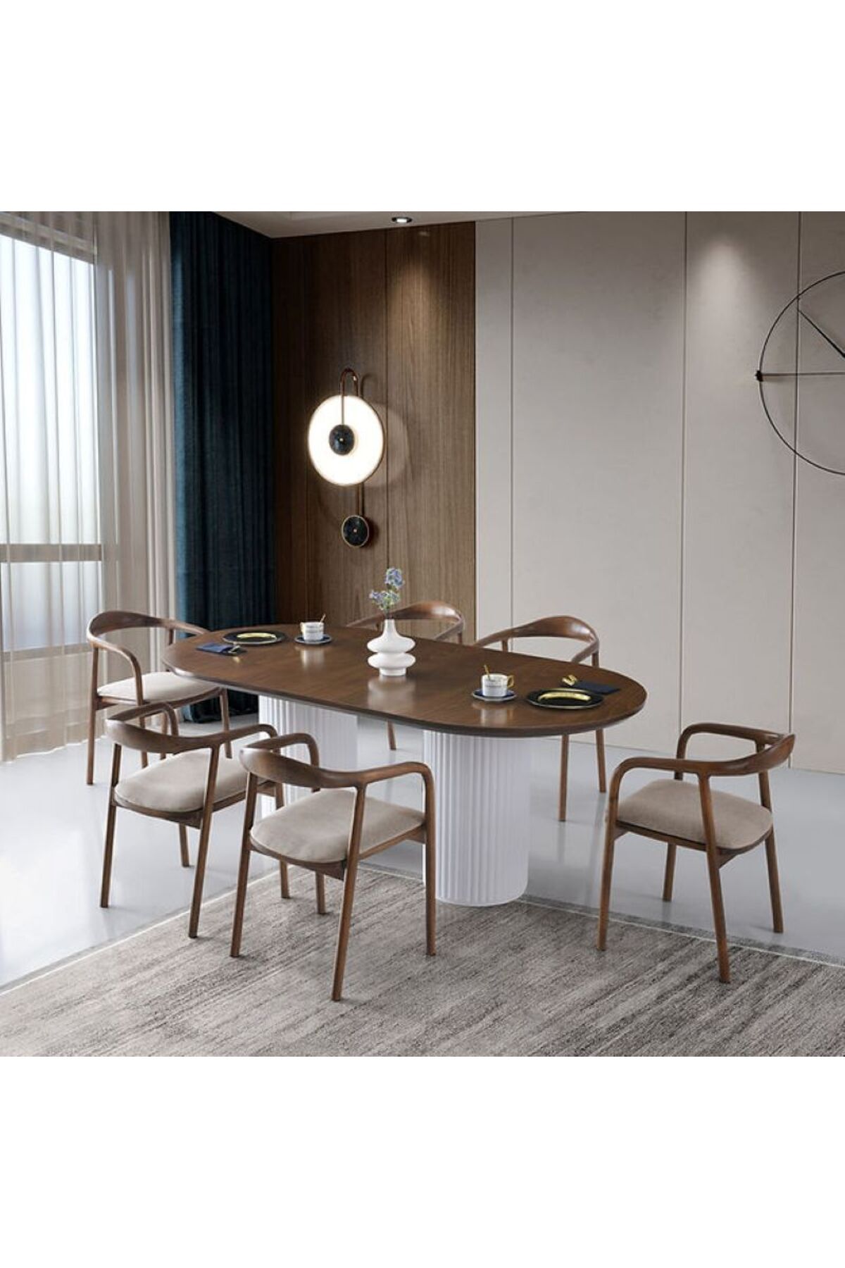 Gazzini Furniture Liora İskandinav Oval Natural Ahşap Bohem Masa 90x200