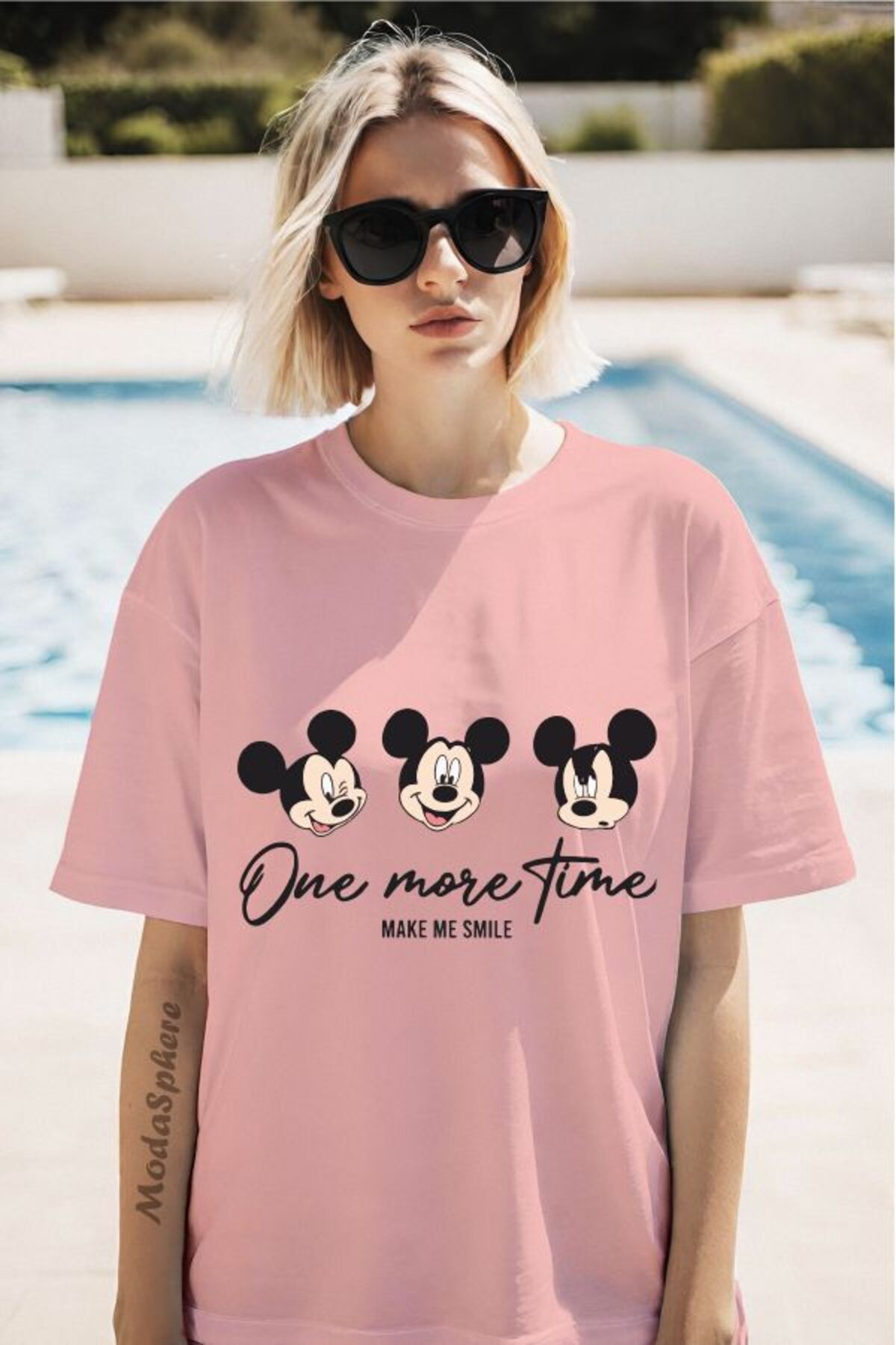 ModaSphere One More Time Baskılı Unisex Oversize Tişört