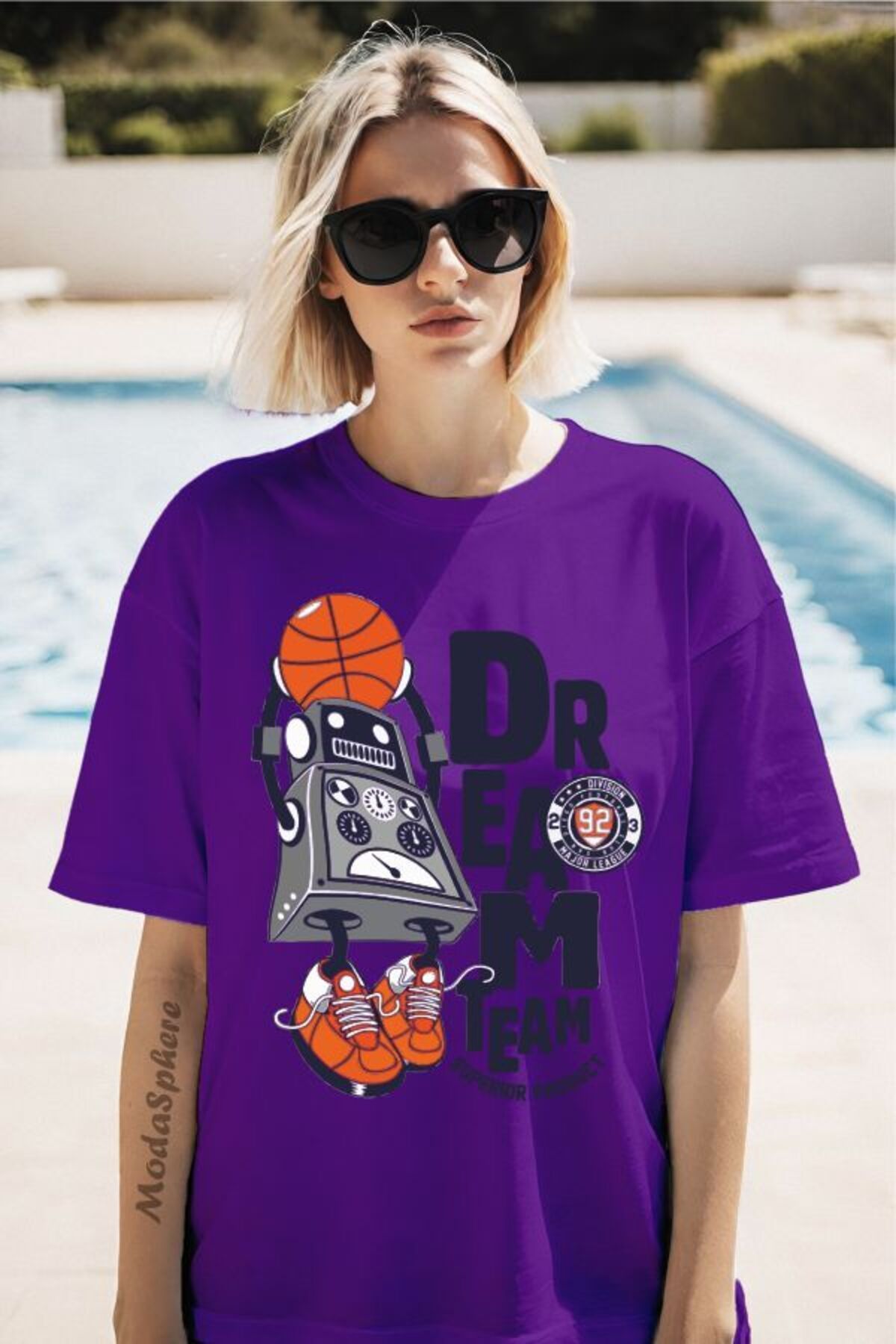 ModaSphere Dream Time Baskılı Kısa Kollu Oversize Tişört