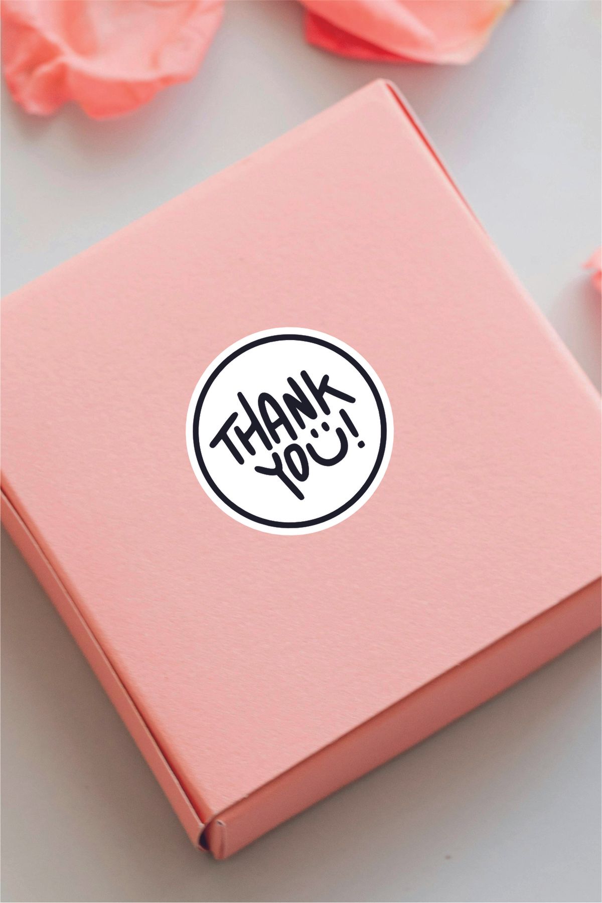 Teknograf Eğlenceli Tasarımlı 4 cm "Thank You" Yuvarlak Teşekkür Etiketi - 132 Adet