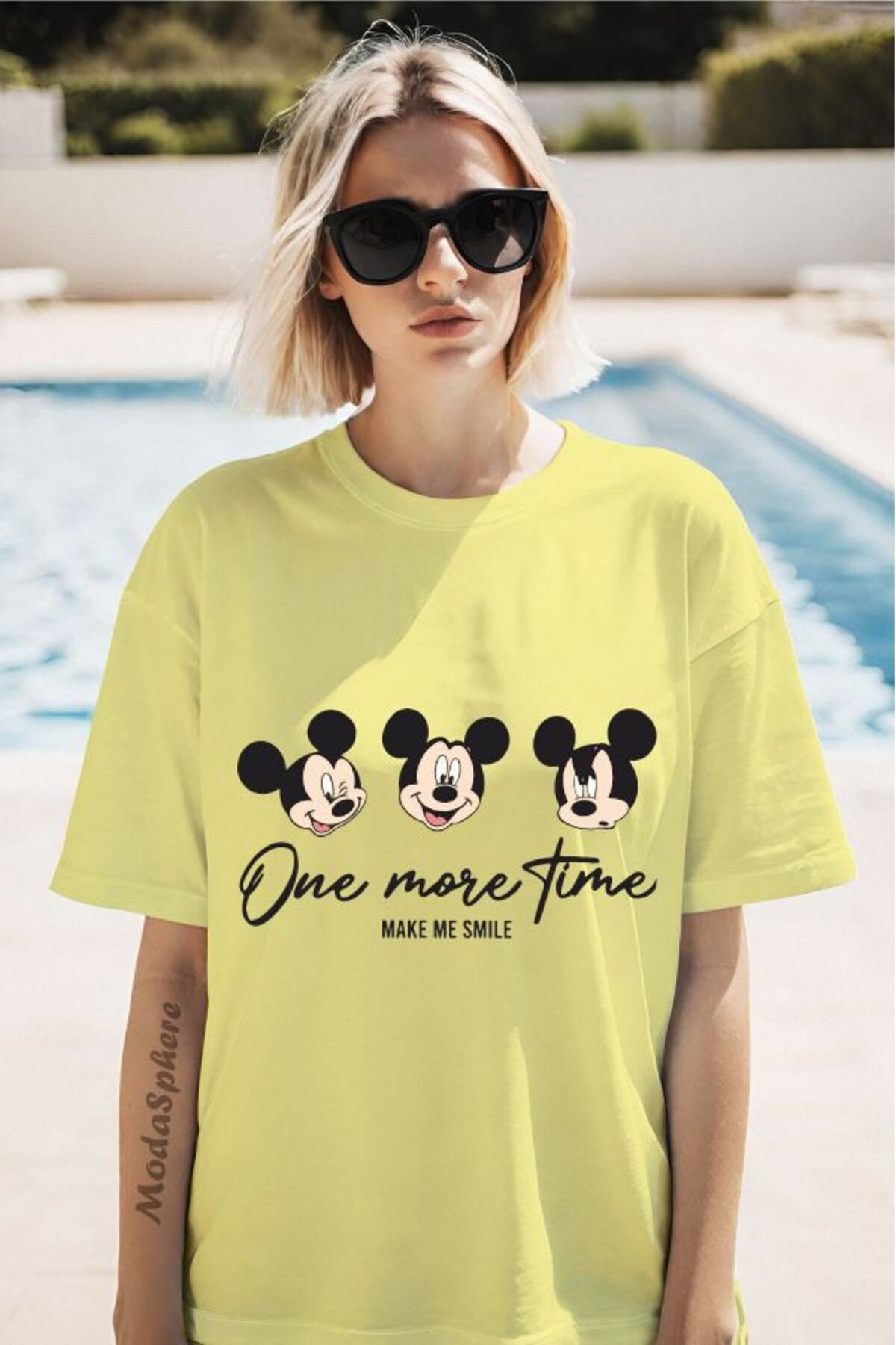ModaSphere One More Time Baskılı Unisex Oversize Tişört