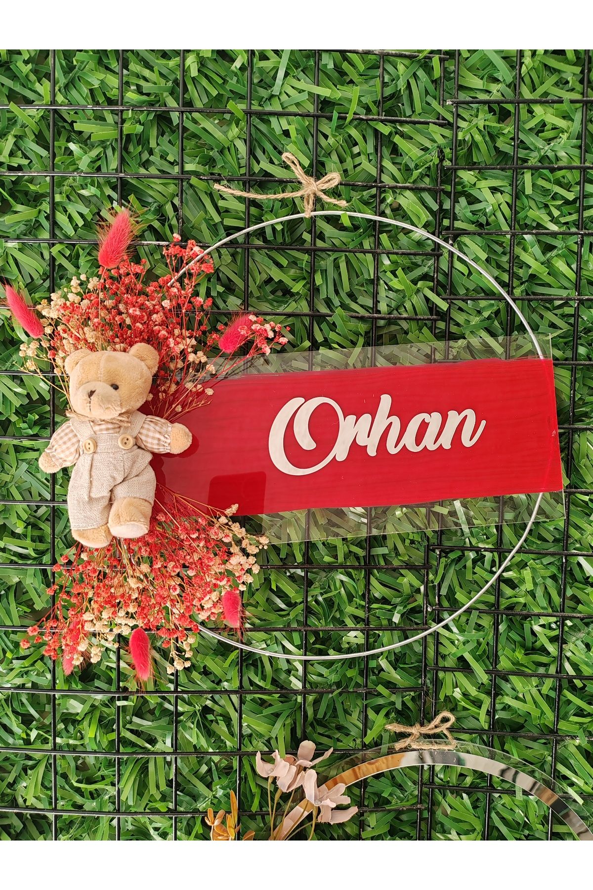 Pleksibu Özel Konsept Tasarım Şeffaf Boyalı Kuru Çiçekli Bebek Çocuk Odası Süsü