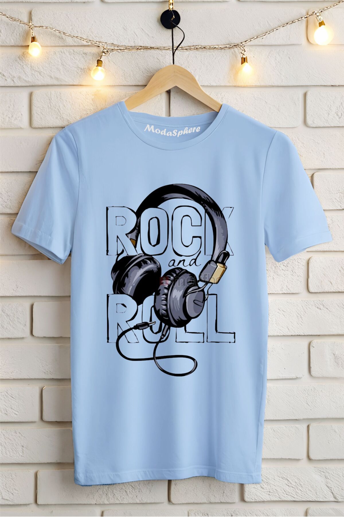 ModaSphere Rock and Roll Baskılı Unisex Tişört
