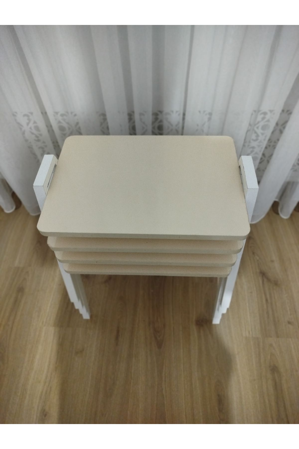 GÜVENÇ Zigon Sehpa 4'Lü Mermer Desenli Tepsi Model