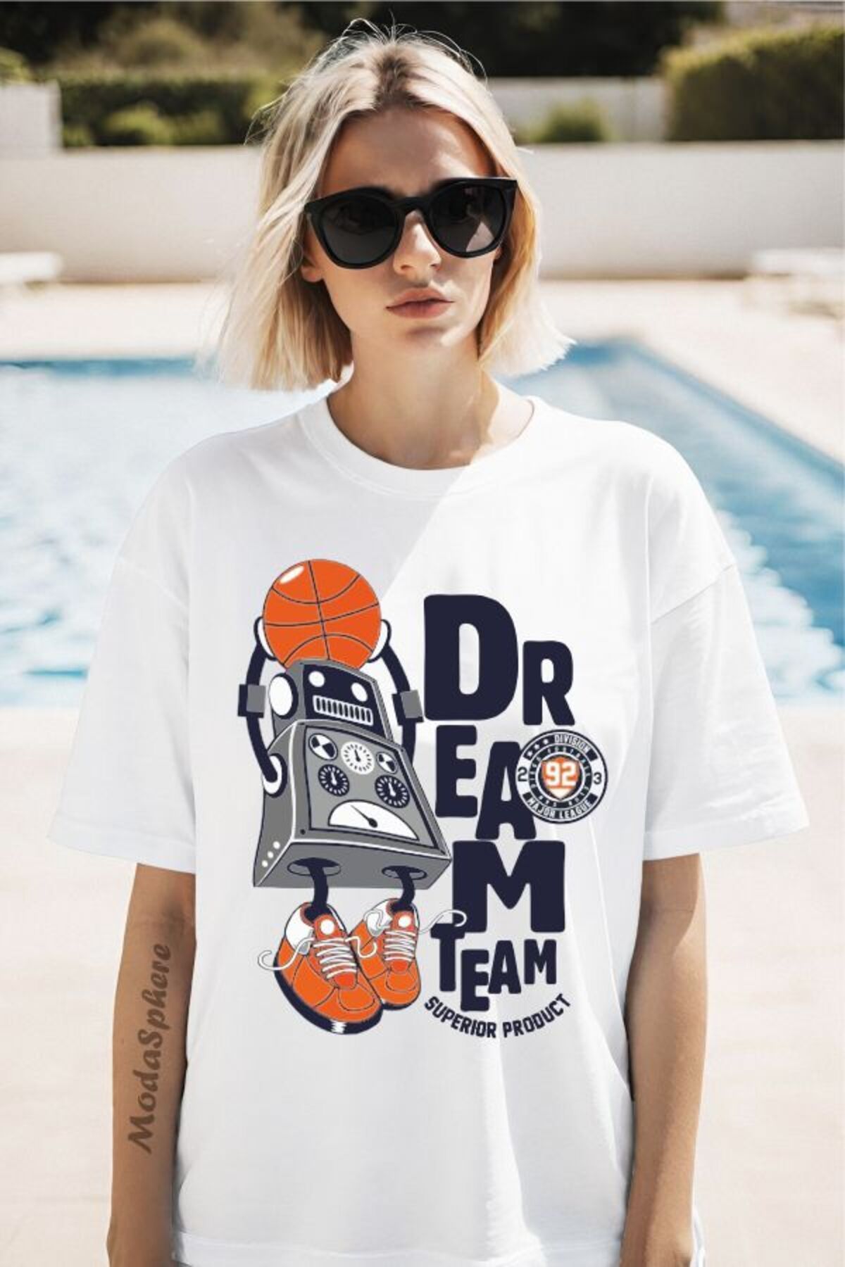 ModaSphere Dream Time Baskılı Kısa Kollu Oversize Tişört