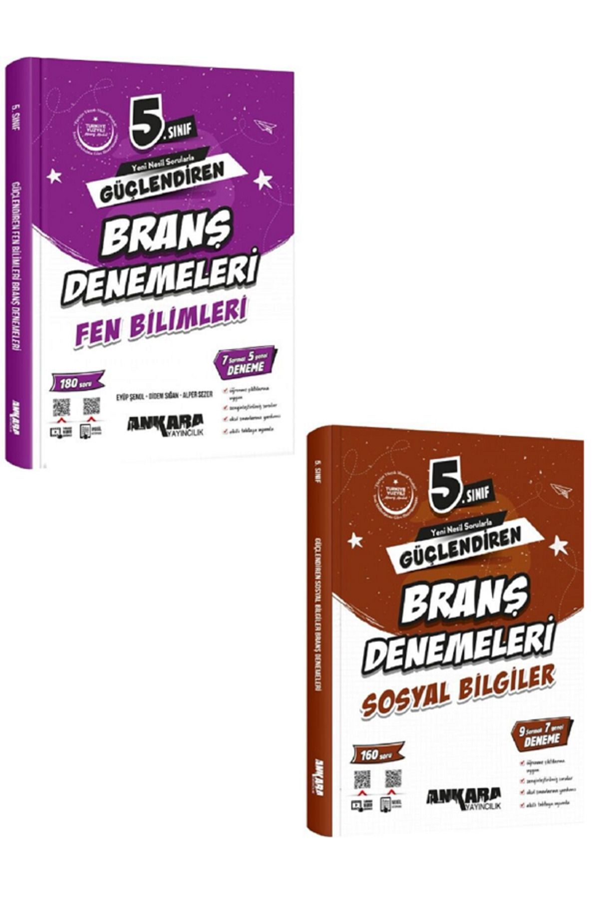 Evrensel İletişim Yayınları 5.Sınıf Ankara Güçlendiren Fen Bilimleri + Sosyal Bilgiler Branş Denemeleri / 340 Soru - 2 KİTAP