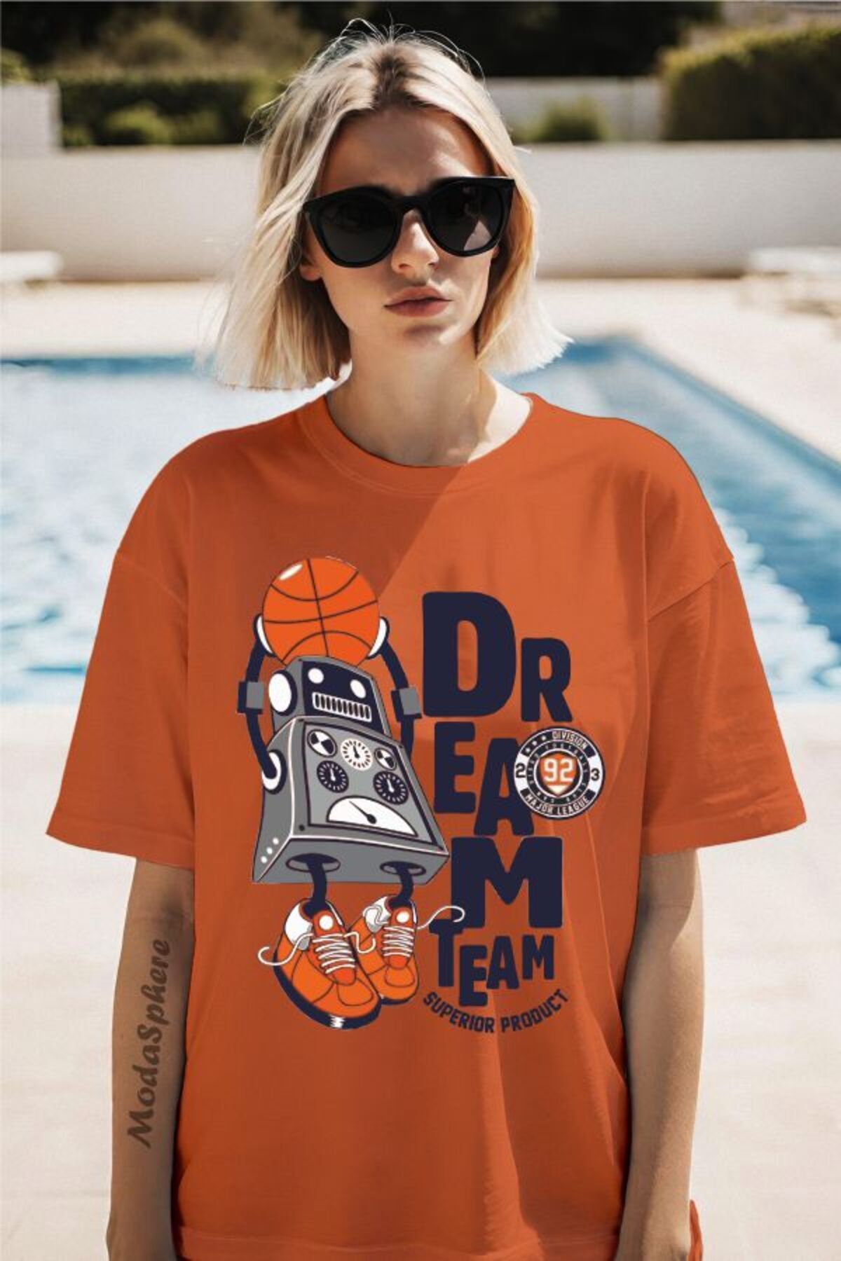 ModaSphere Dream Time Baskılı Kısa Kollu Oversize Tişört