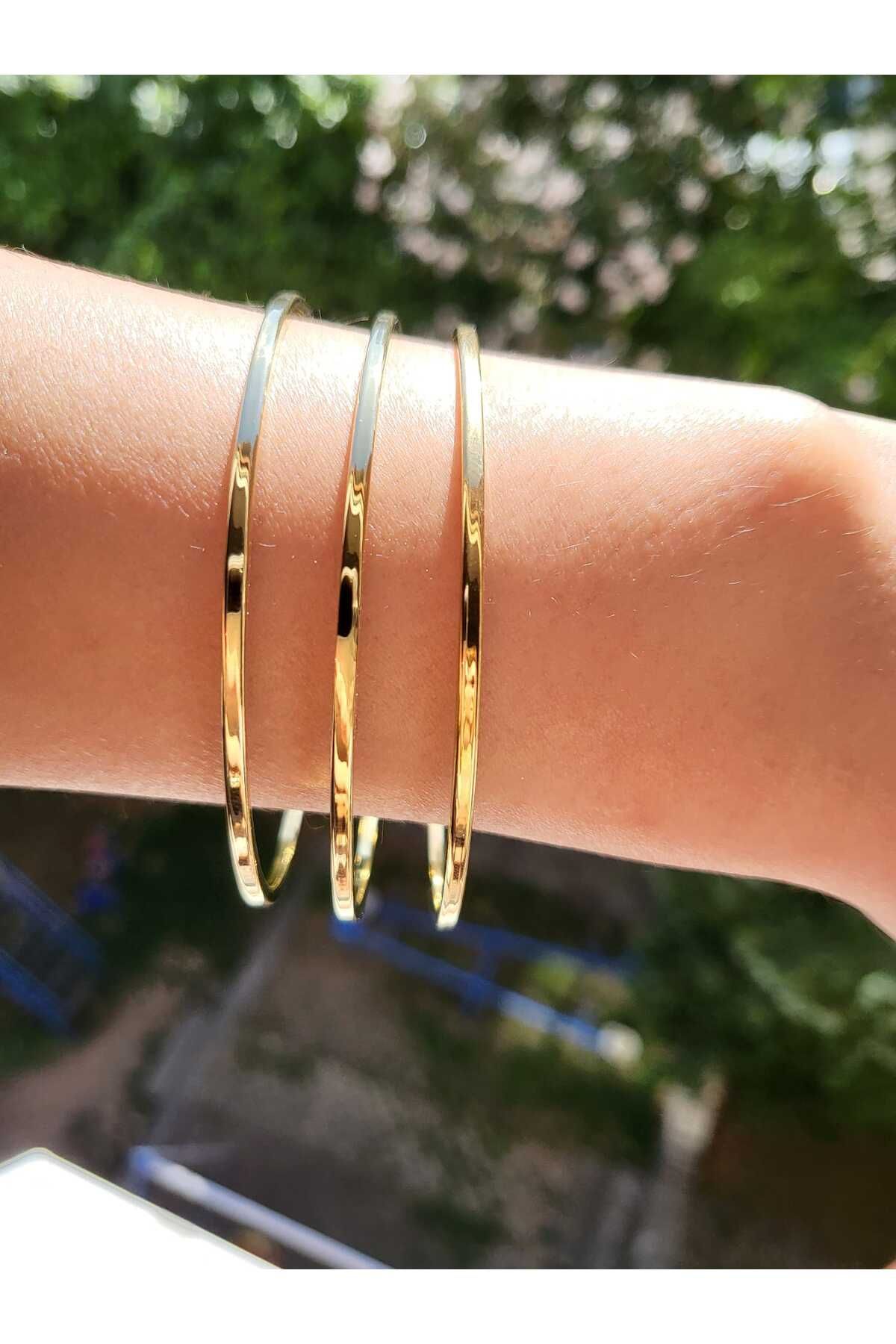 Butik Çelik Gold rengi 3’lü ajda bilezik