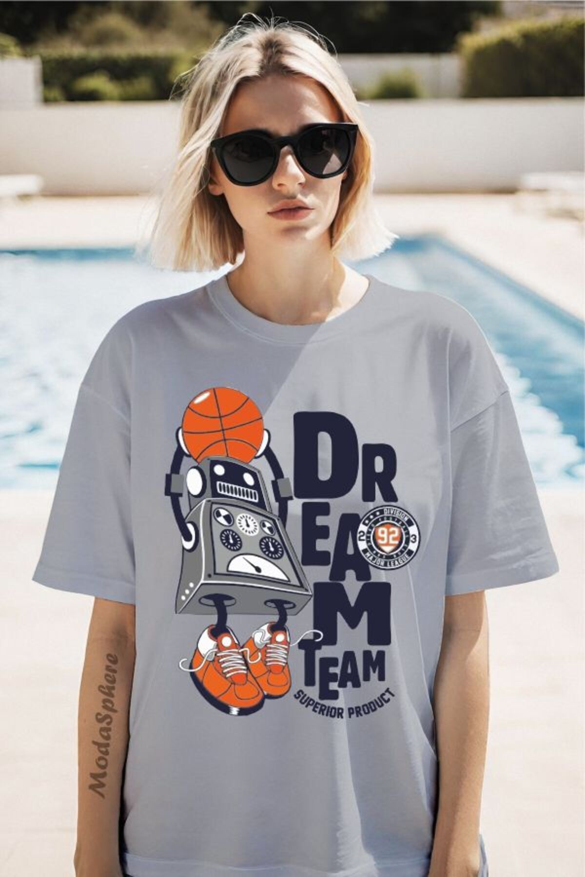 ModaSphere Dream Time Baskılı Kısa Kollu Oversize Tişört