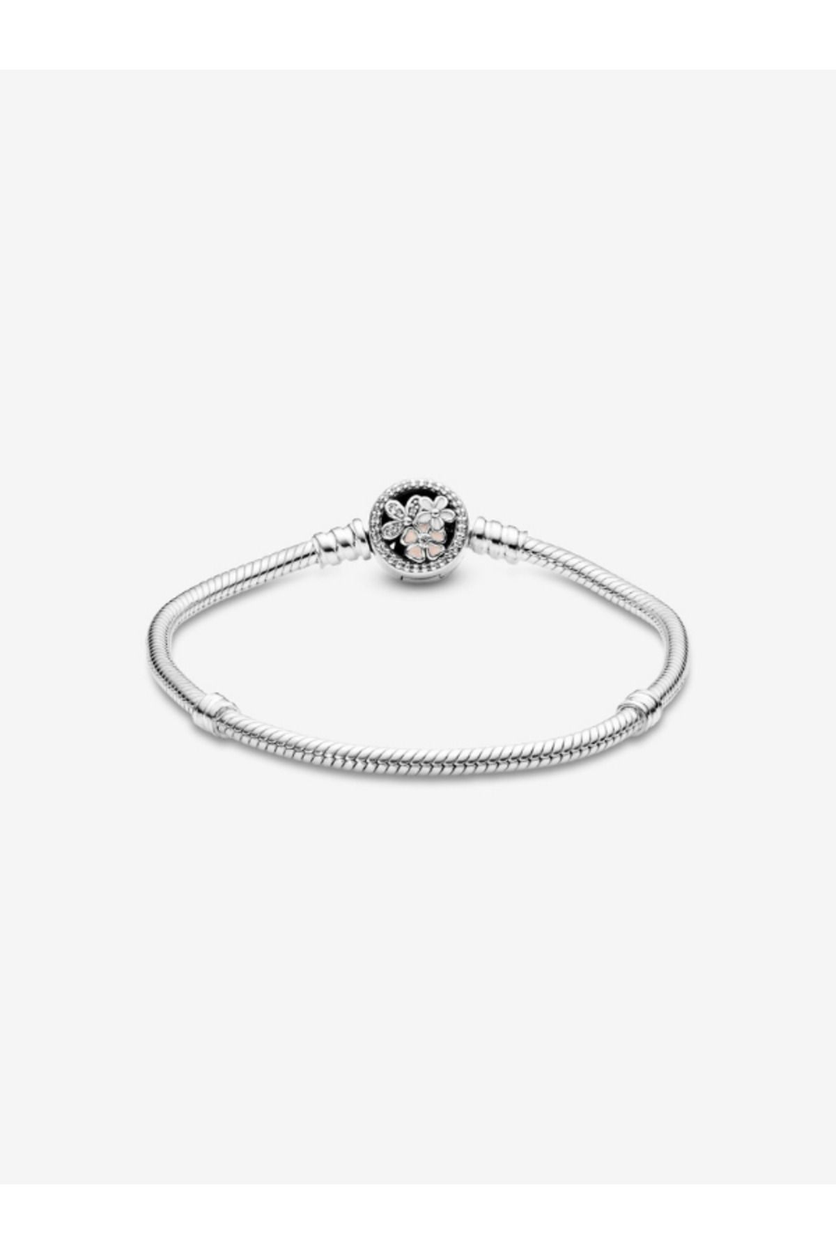 maisonleor Çiçek Klipsli Gümüş Bileklik Charm Taşıyıcı