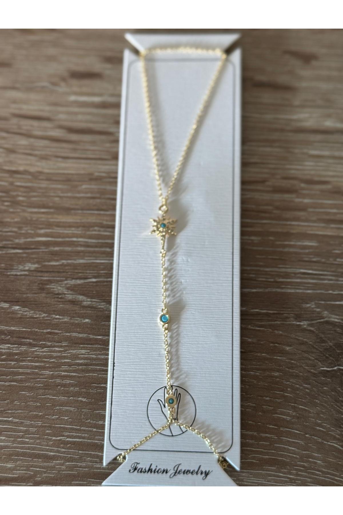 misstakıjewerly ÇELİK GOLD RENK KUZEY YILDIZI MAVİ TAŞLI ŞAHMERAN
