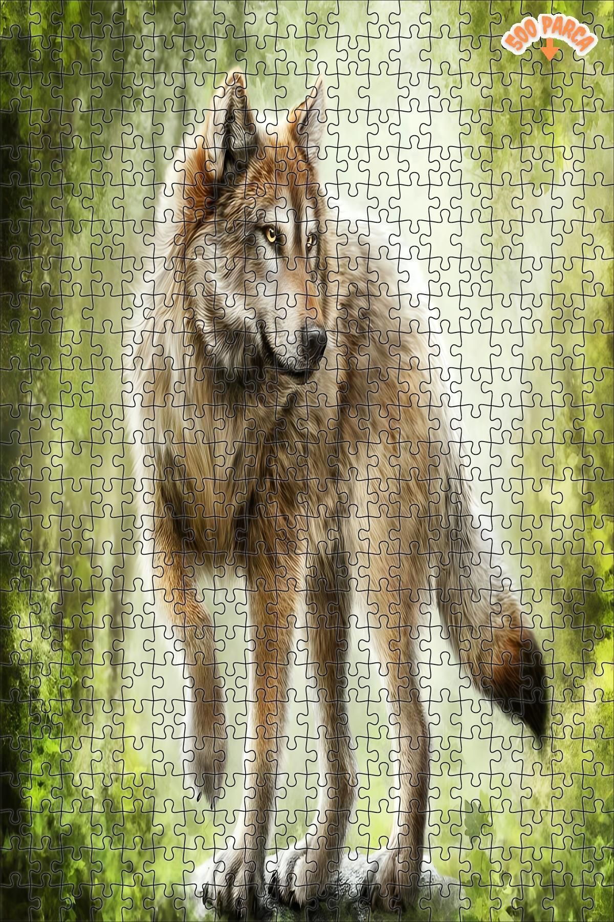Elioure TR Ormanda'ki Kurt Dekoratif Çift Katlı Çerçeveli Asılabilir Ahşap Puzzle 500 PARÇA 30X50 TİCARİ UN