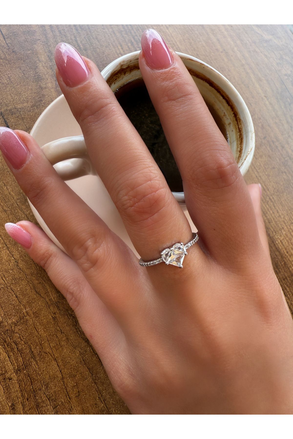 HeyYou Jewelry Ayarlanabilir minimal kalp yüzük
