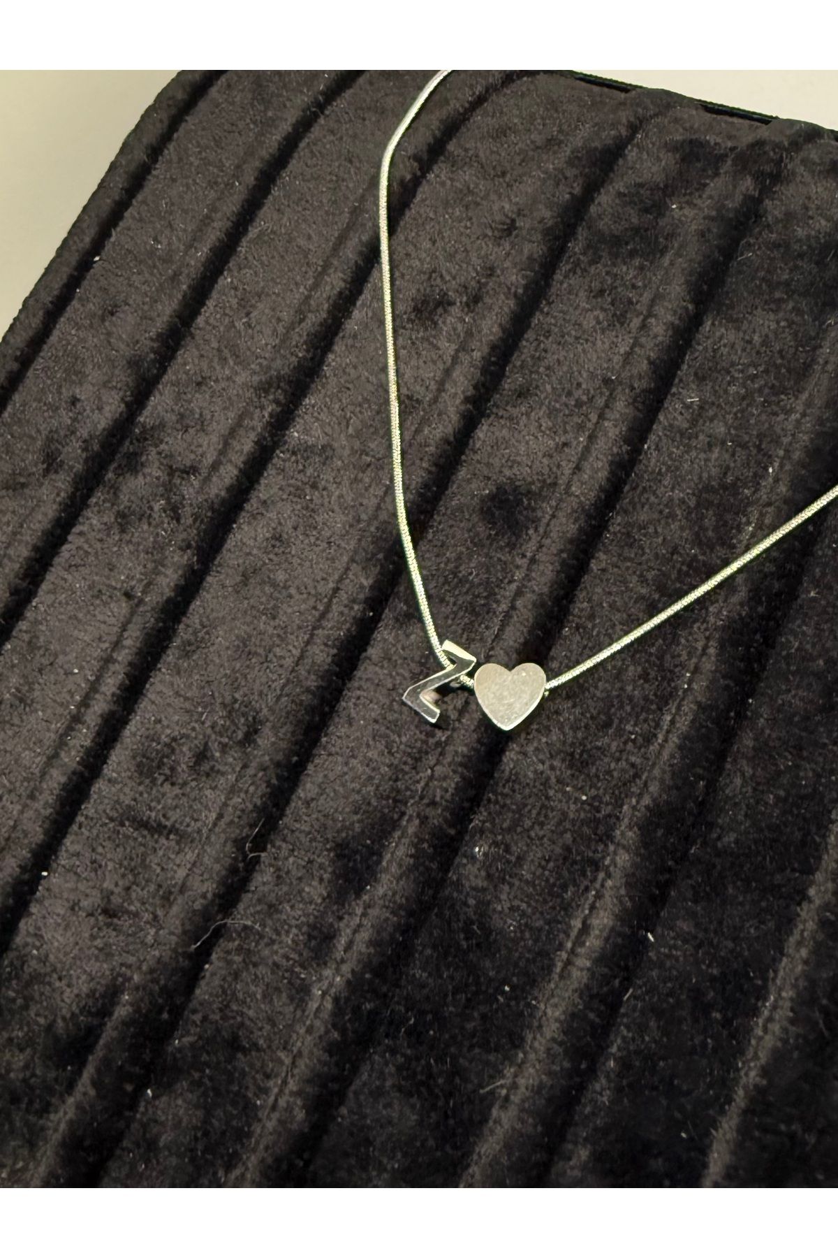 Gulsah's Store Çelik silver minimal kalpli harfli kolye