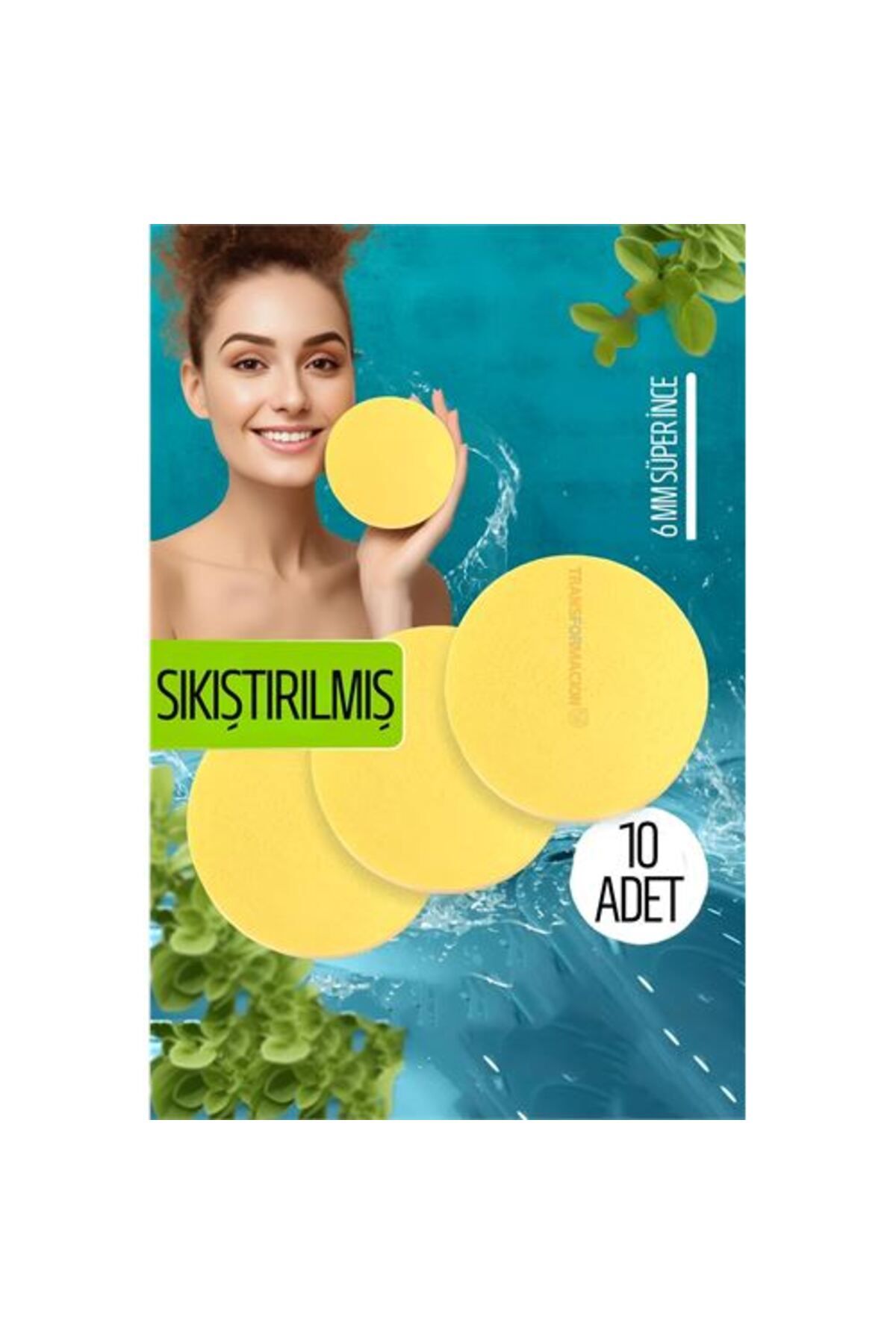 Kanonik Education Sıkıştırılmış Makyaj Temizlik Pedi Cilt Temizlik Süngeri Doğal Selülöz 10 ADET