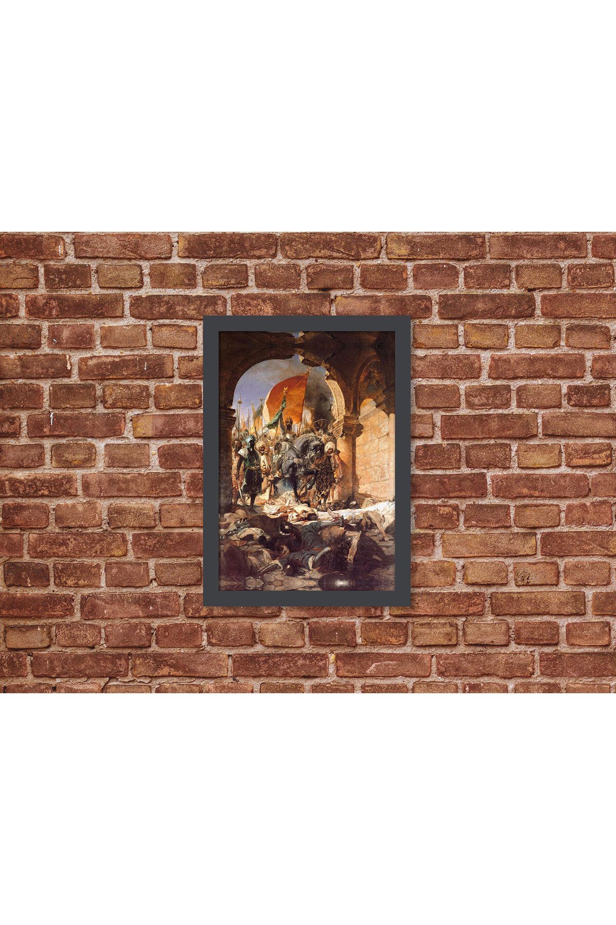 Letbil Reklam Kendinden Çerçeveli Tablo - Vintage Fatih Sultan Mehmet’in İstanbul’a girişi, Standart - 20x28cm