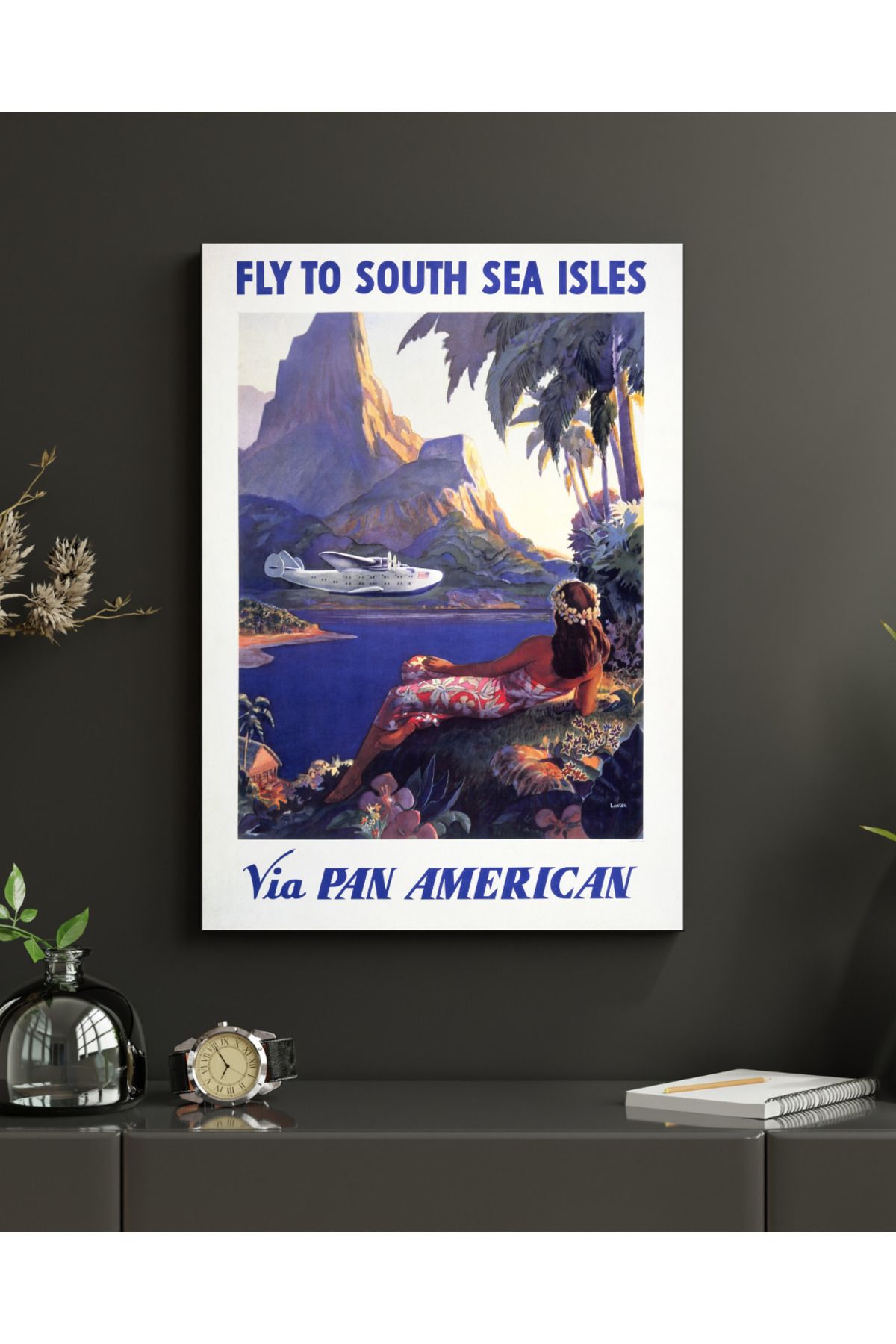 MODA Retro Pan Am Uçuş Afişi Pleksi Tablo – Vintage Seyahat Posteri (Dekoratif Duvar Sanatı)