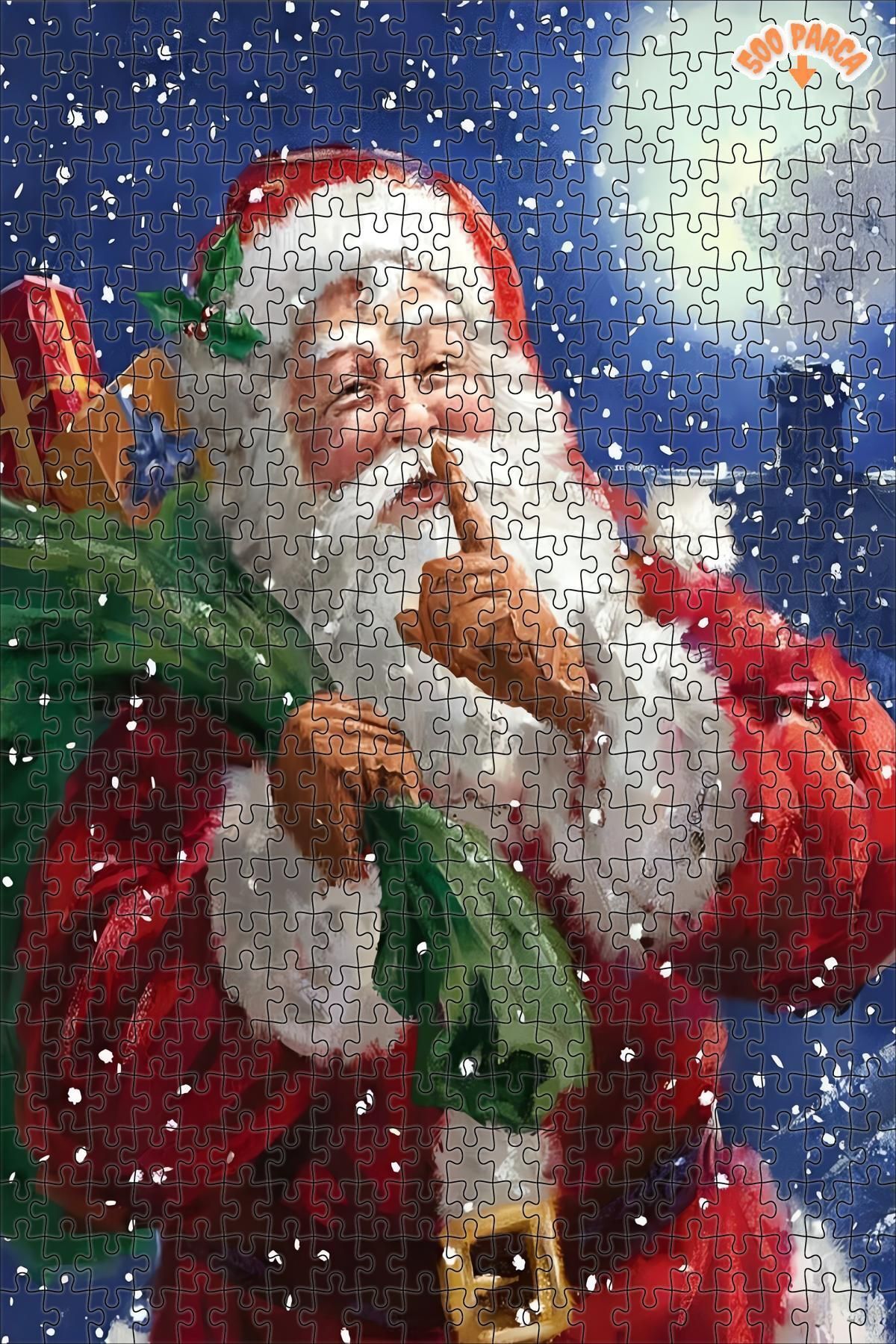 Elioure TR Noel Baba'nın Sırrı Dekoratif Çift Katlı Çerçeveli Asılabilir Ahşap Puzzle 500 PARÇA 30X50 TİCAR