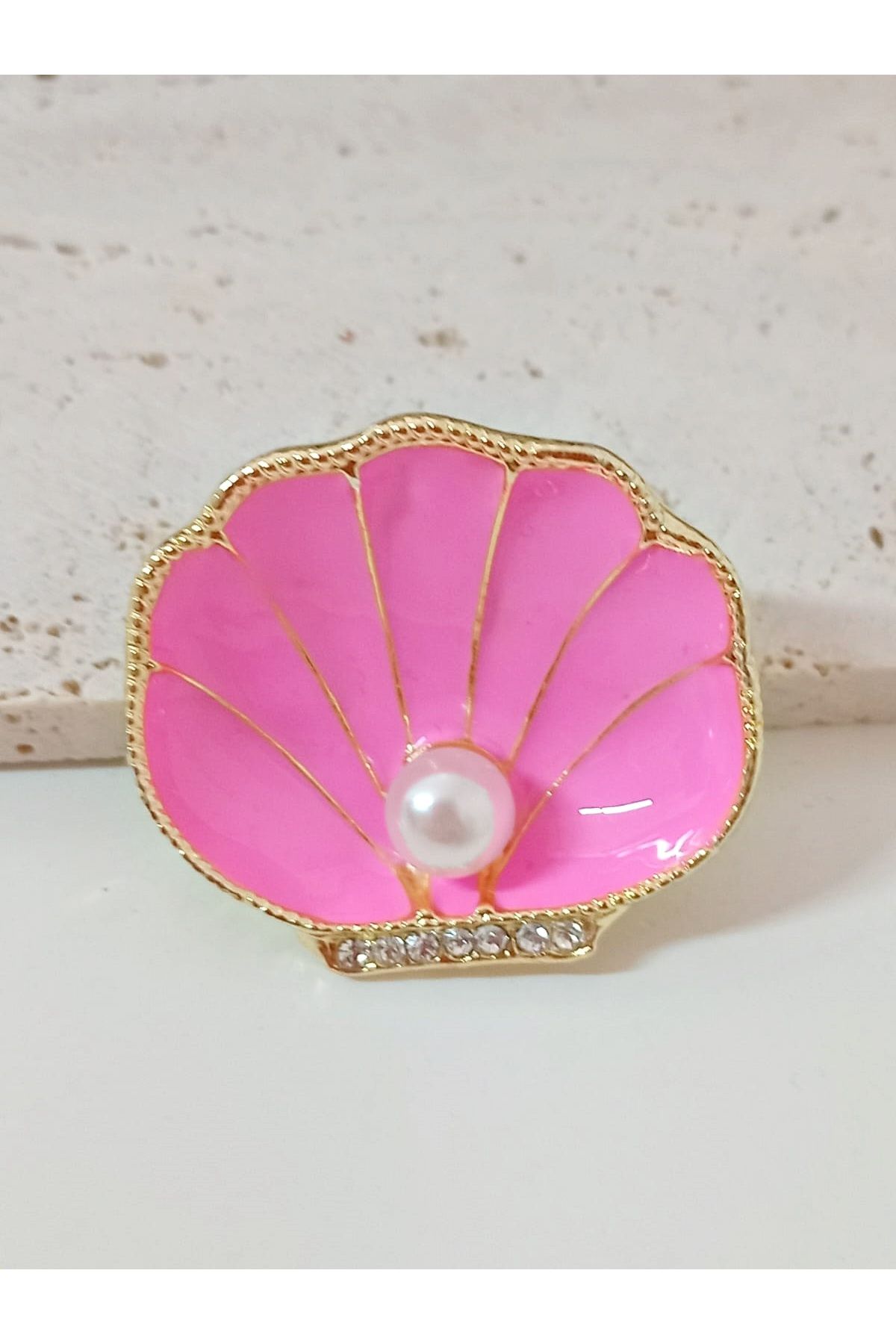 mos&more Pembe İncili Midye Şık Broş