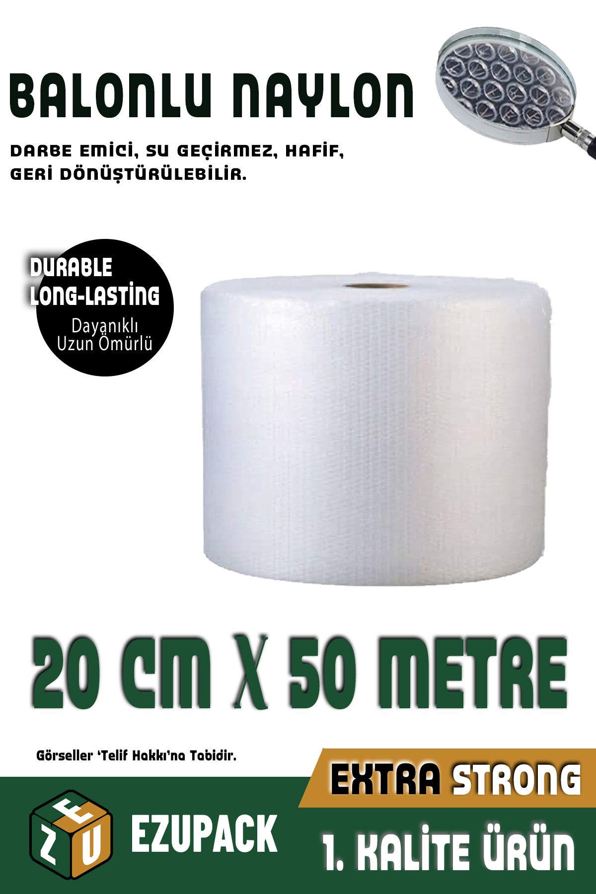 ASTOR AMBALAJ Balonlu Naylon Patpat 20cmx50mt 1 .sınıf Balonlu Poşet Patpat Havalı Naylon Pat Pat Ambalaj