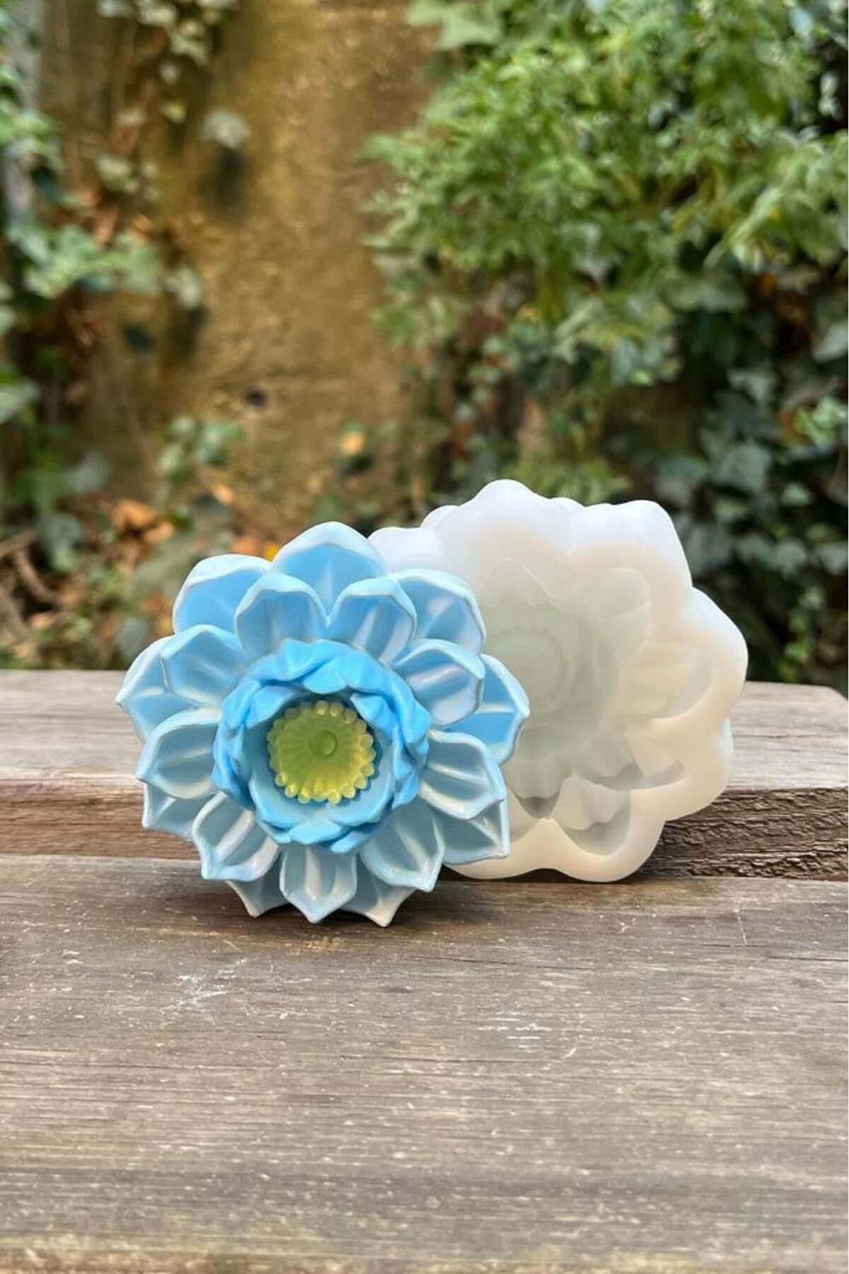 DEKORANLA Beyaz Lotus Çiçek Silikon Mum Kalıbı, 3'lü set, ev dekoru ve el yapımı projeler için.