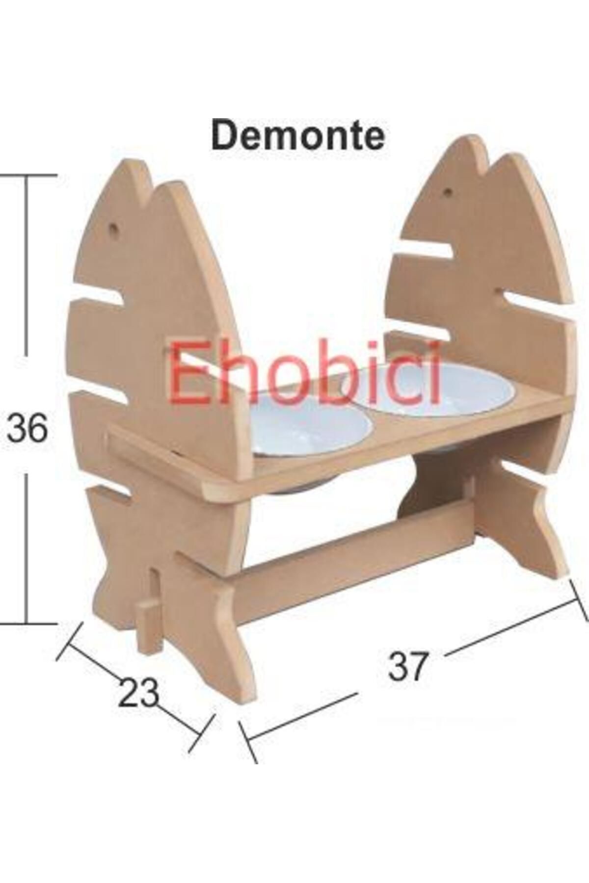 ehobici Ahşap Kedi Mama Kabı KM-03 Demonte