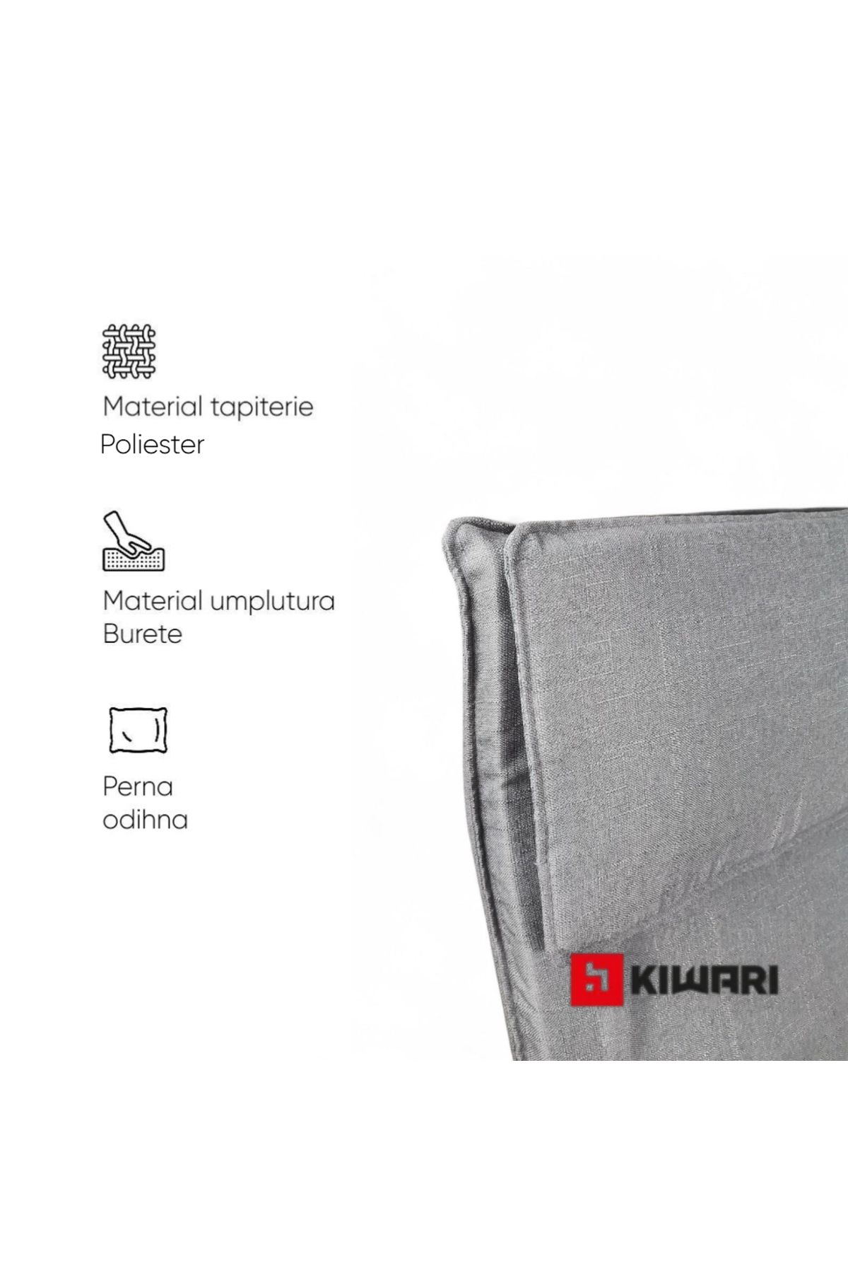 Kiwari-Ergo rocking chair, footrest, metal frame, 94x63x87 cm, polyester, removable cover, Dark Grey 7