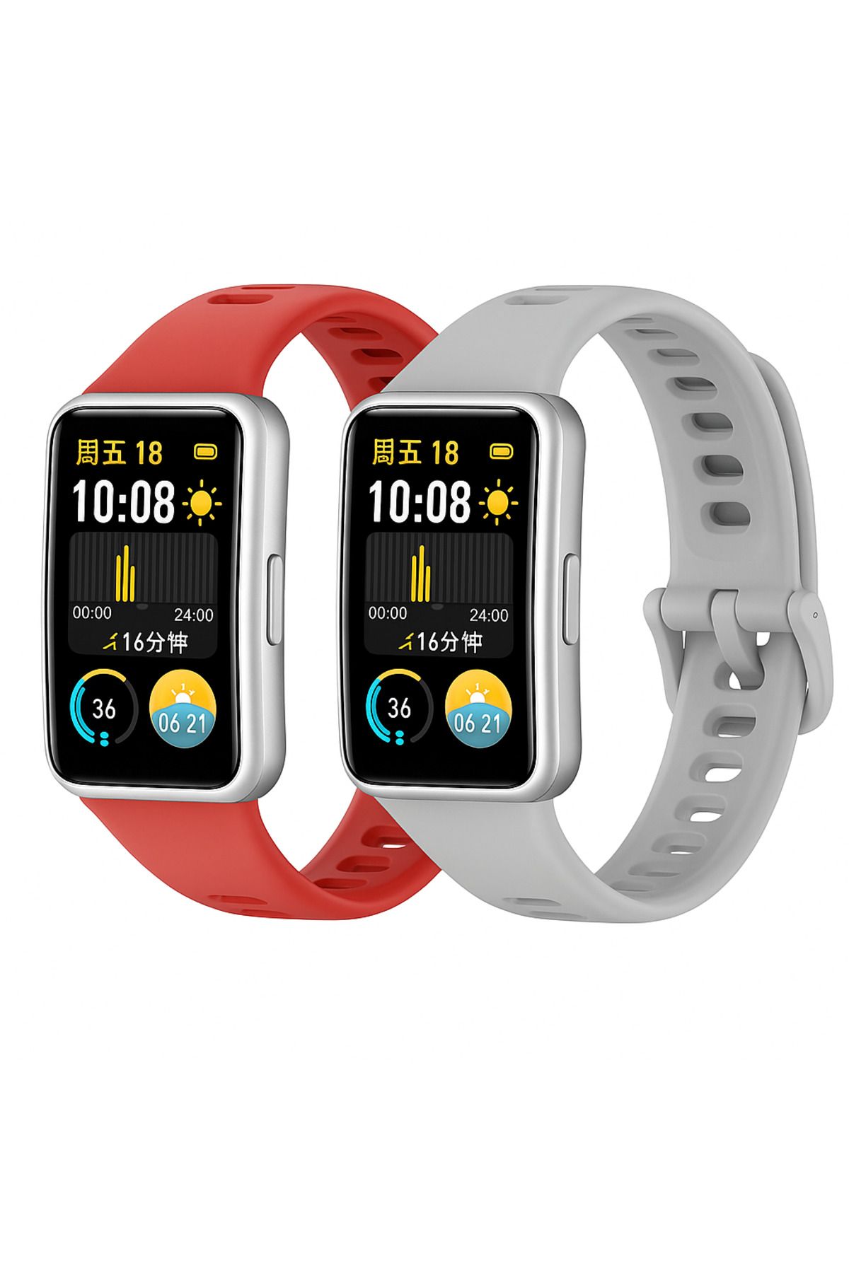 Novatis Huawei Band 8 / Band 9 / Band 10 Uyumlu 2'li Paket Silikon Kordon Metal Pim ve Tokalı Soft Kayış