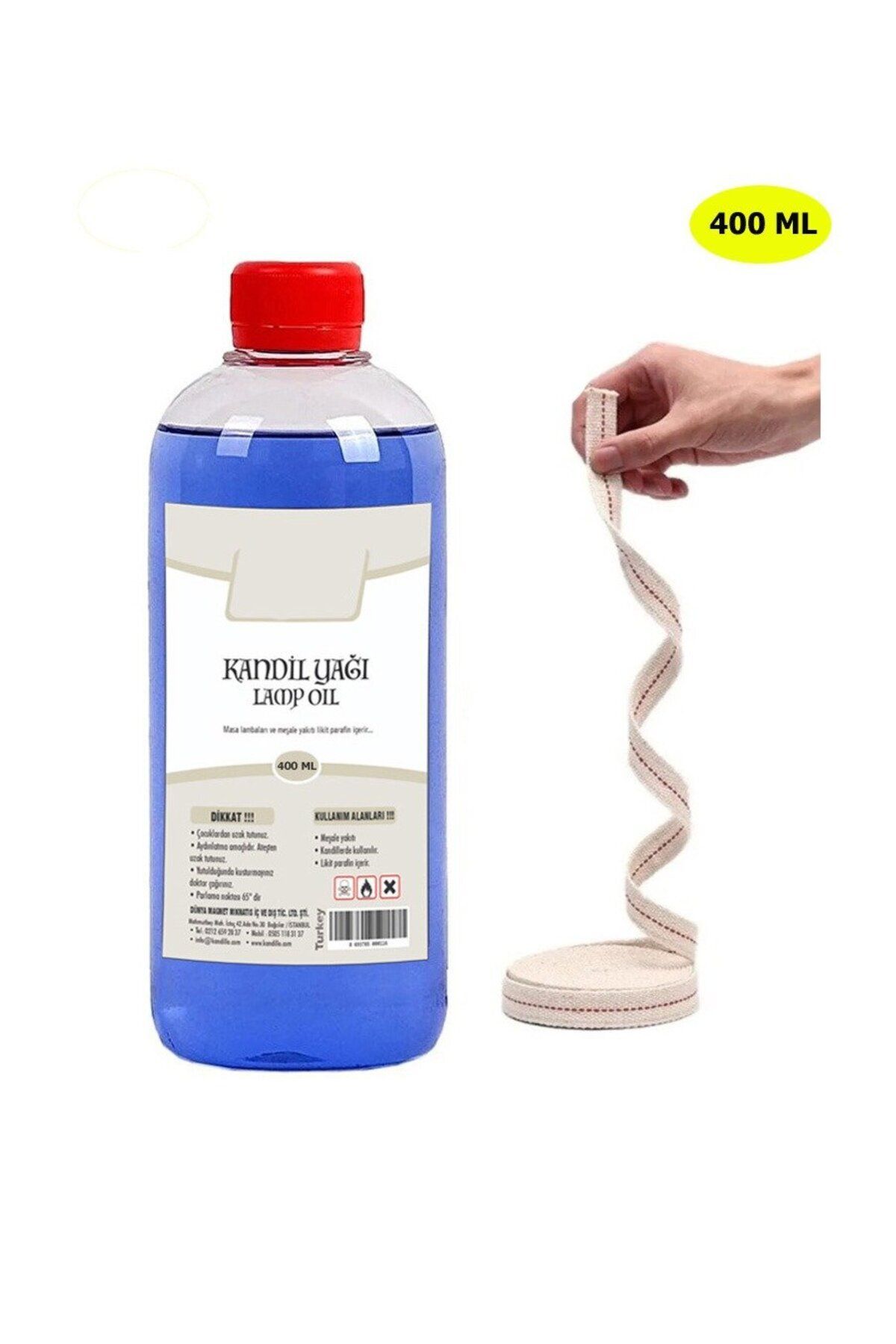 DEKORANLA İç Mekan Mavi Kandil Yağı 400 ml + 50 cm Fitil, Huzur ve Sıcaklık Arasında.