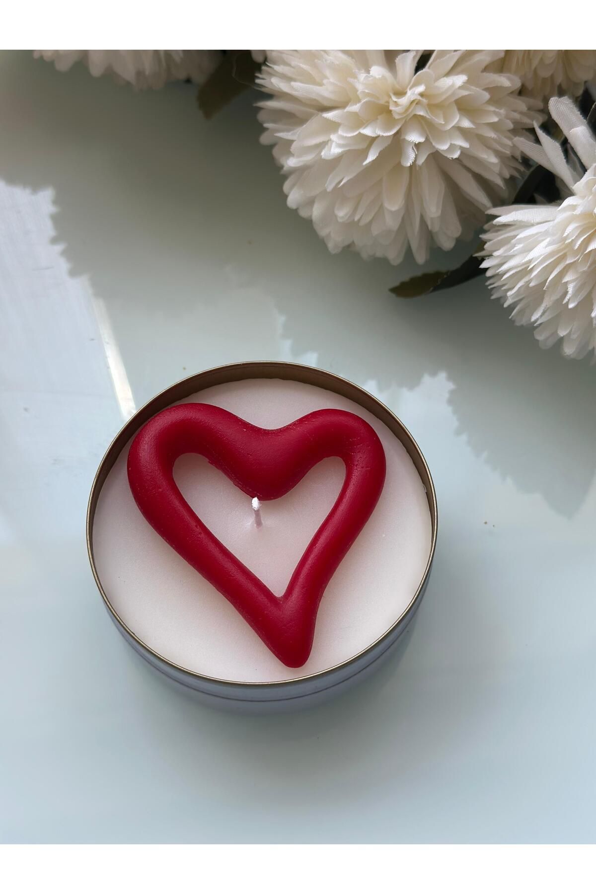 BalibeeCandle Metal Kutuda Kalpli Hediyelik Mum 1 Adet
