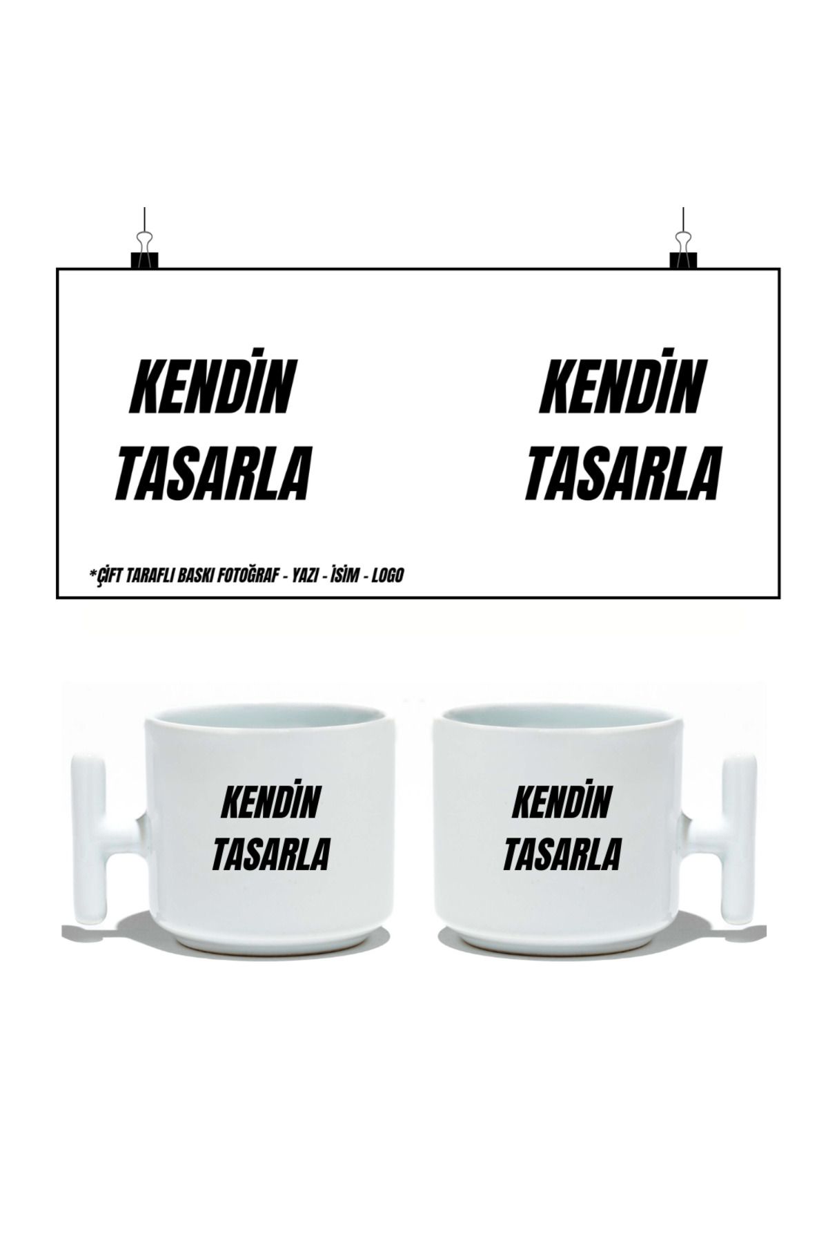 Home Kişiye Özel Kendin Tasarla 250 ml T Kulp Seramik Kupa Bardak