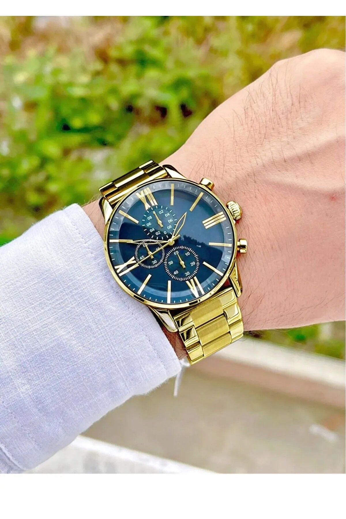 Tulpar Premium Seri Çelik Kordon Gold Renk Lacivert Kadran Erkek Kol Saati