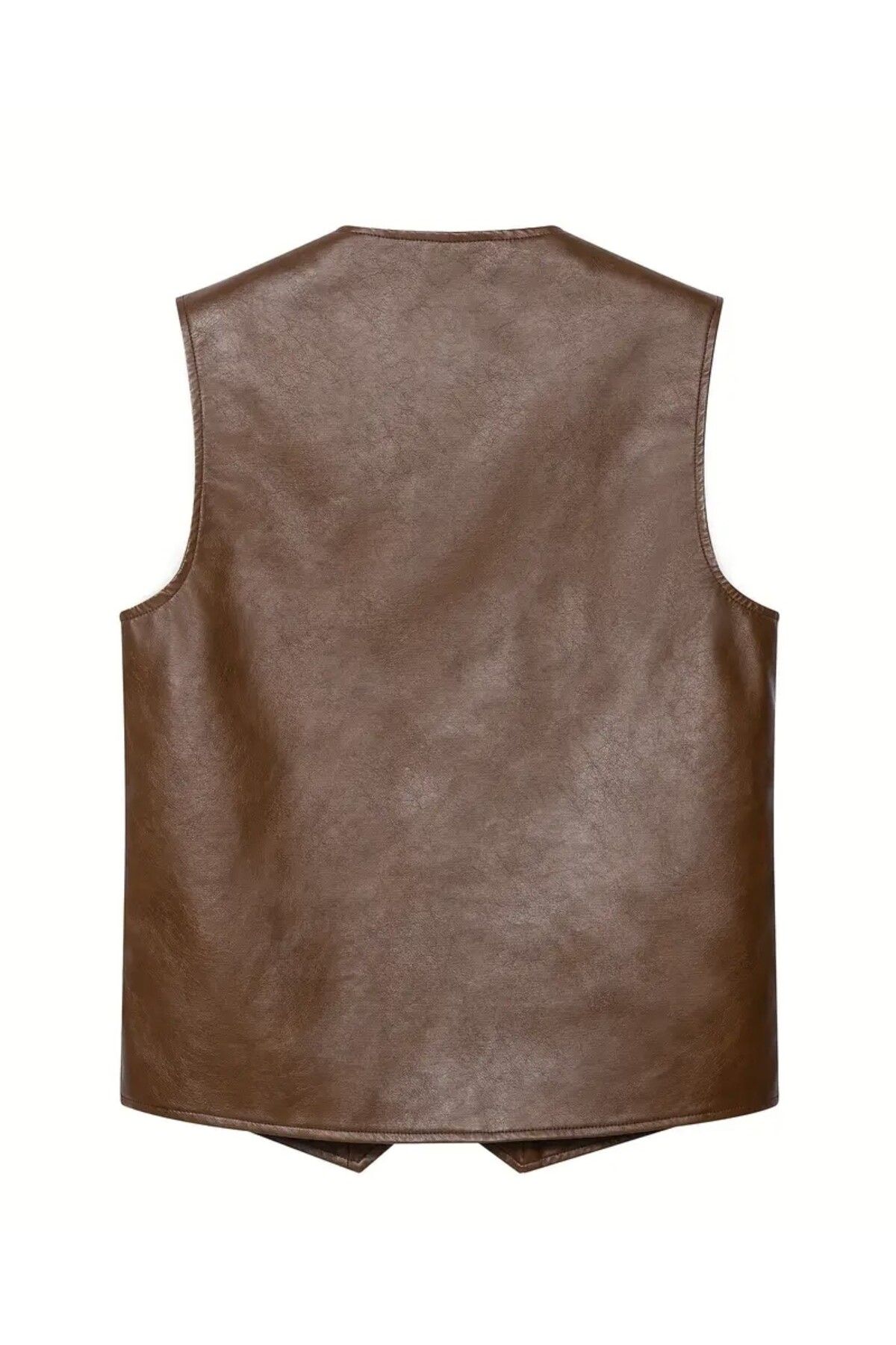 NYC GİYİM TEKSTİL-Zik Genuine Leather Vest with Snap Closure 3