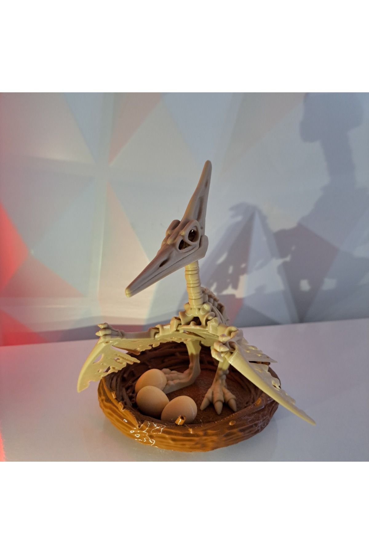 Jade Produck Pteranodon Fosil Figürü – Yuvalı ve Yumurtalı Diorama Modeli