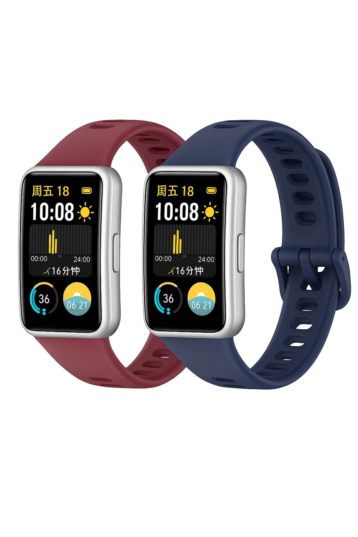 Novatis Huawei Band 8 / Band 9 / Band 10 Uyumlu 2'li Paket Silikon Kordon Metal Pim ve Tokalı Soft Kayış