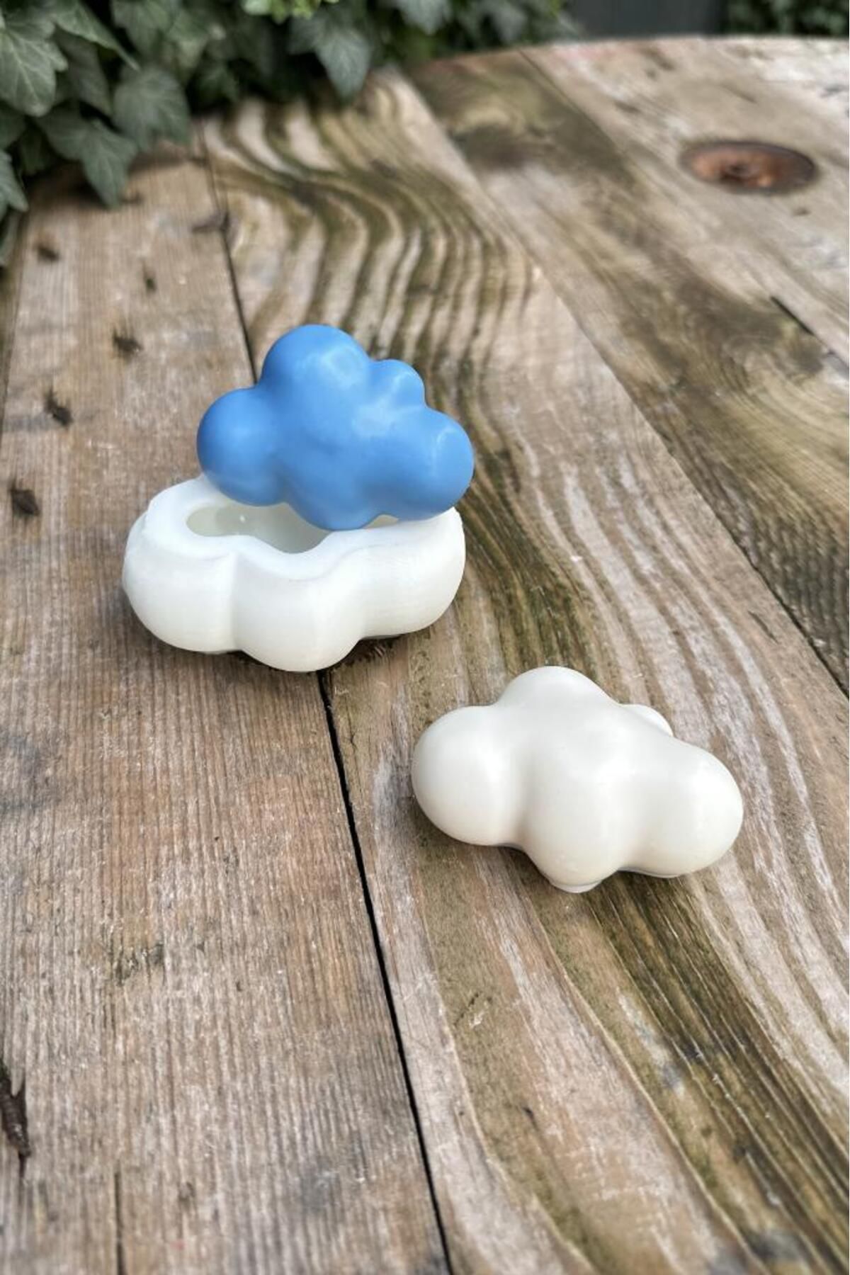 DEKORANLA Beyaz 3D Bulut Mum Kalıbı, Silikon, 1 adet