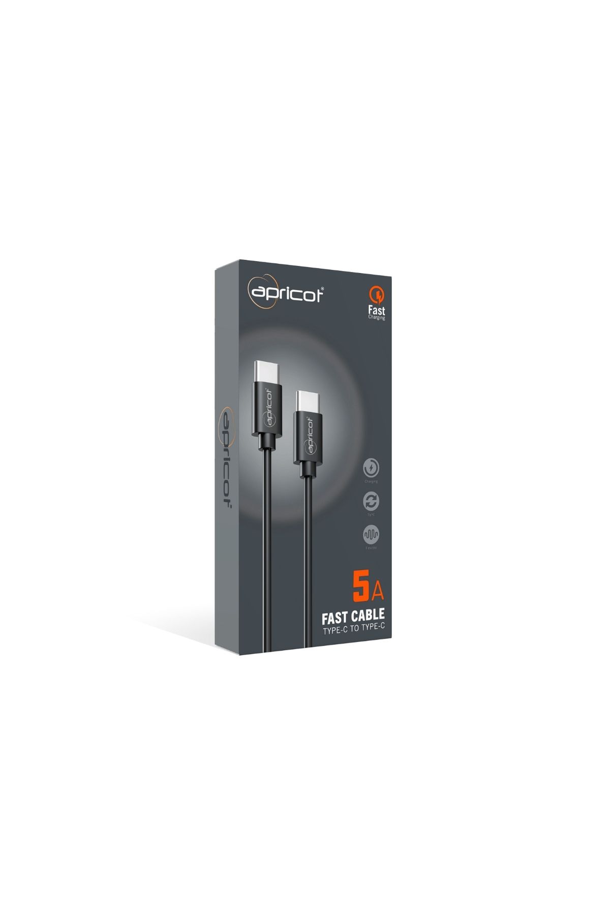 kraker Apricot APC-PD560T 1 Metre Type C to Type C PD 5 Amper Siyah Data Şarj Kablosu