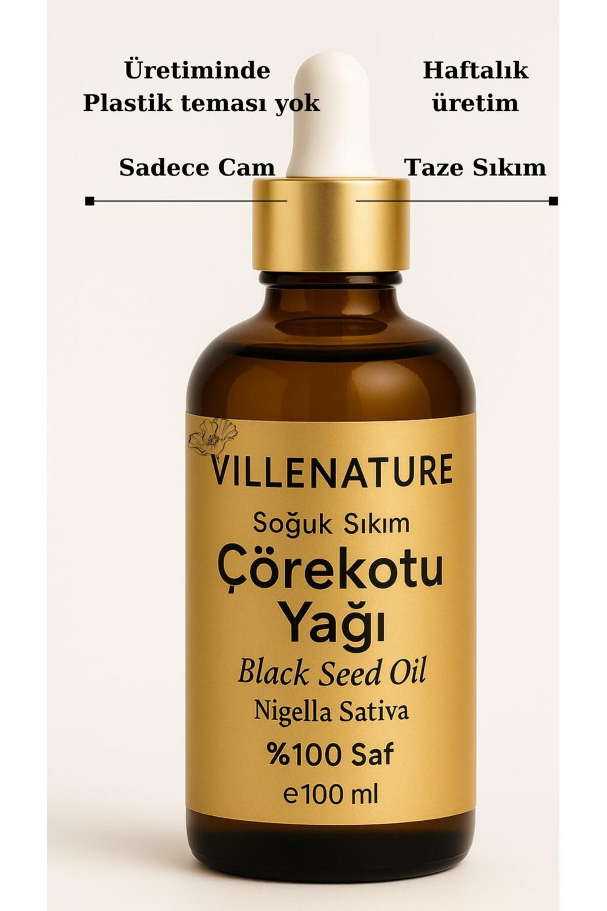 VILLENATURE Soğuk Sıkım Çörekotu Yağı,Haftalık Taze Üretim
