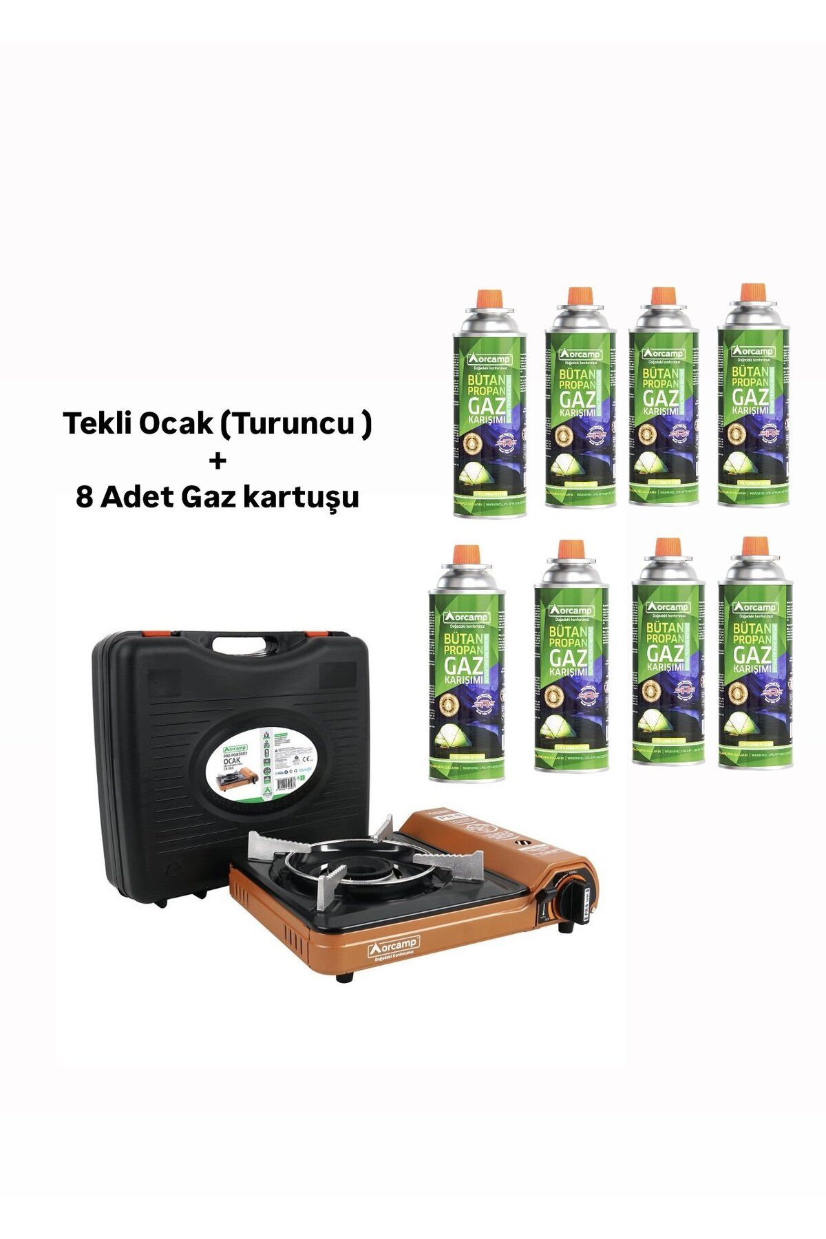 Orcamp Portatif Kamp Ocağı - Gaz Stop Emniyetli - 8 Adet 227 Kartuş