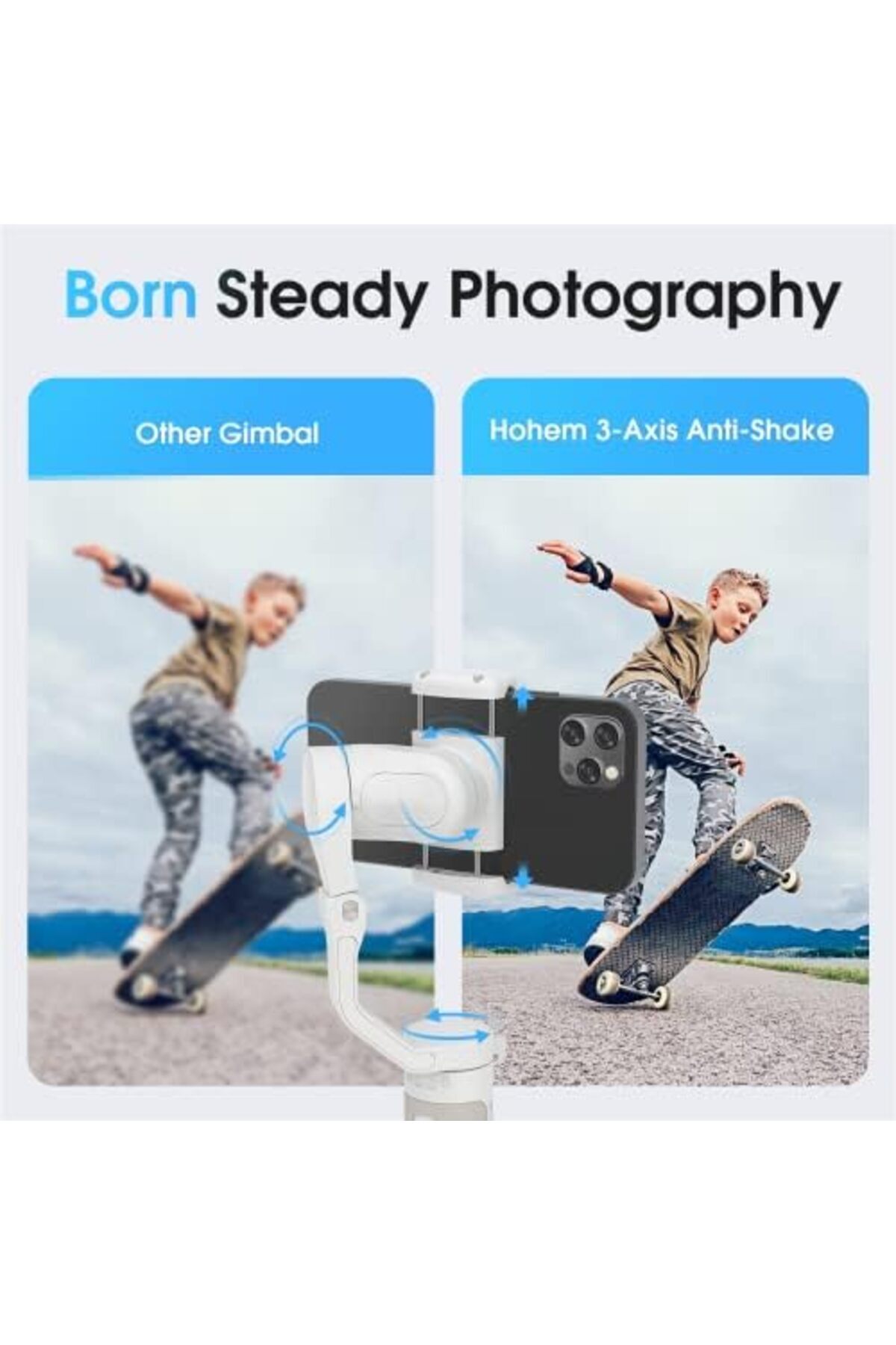Generic-hohem 3-Axis Gimbal Stabilizer for Smartphone - Handheld Foldable Phone Gimbal w/Remote Control, Pho 4