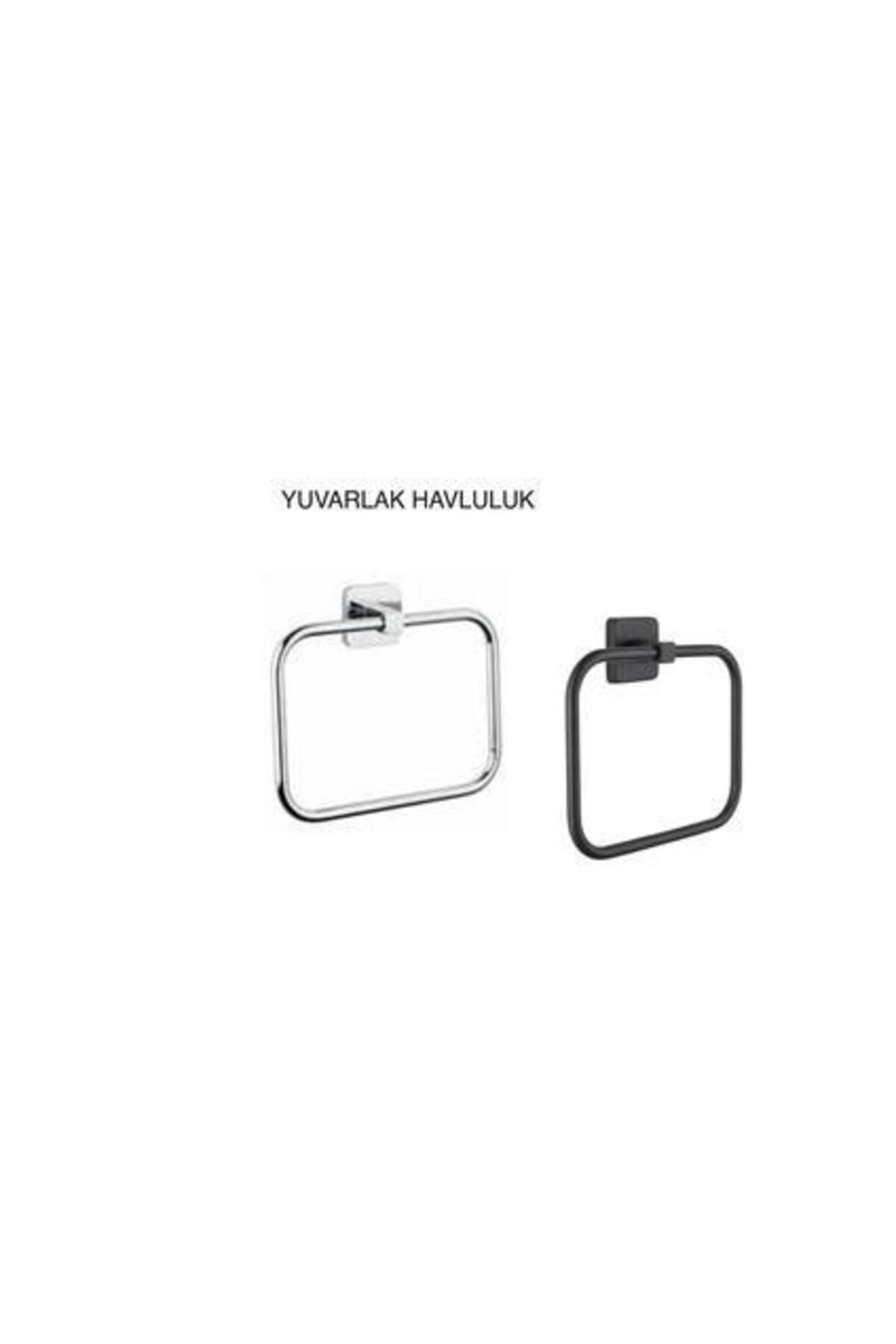 Tema Kare Serisi Yuvarlak Havluluk Mat Siyah