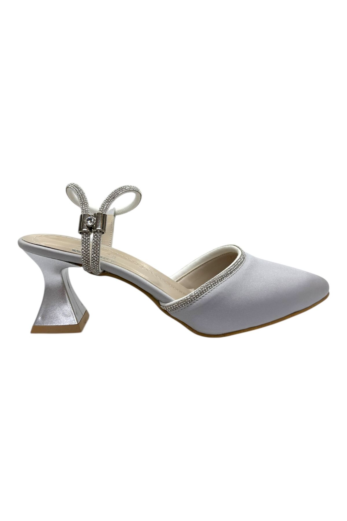 Shoes Saten –Gümüş Kristalli