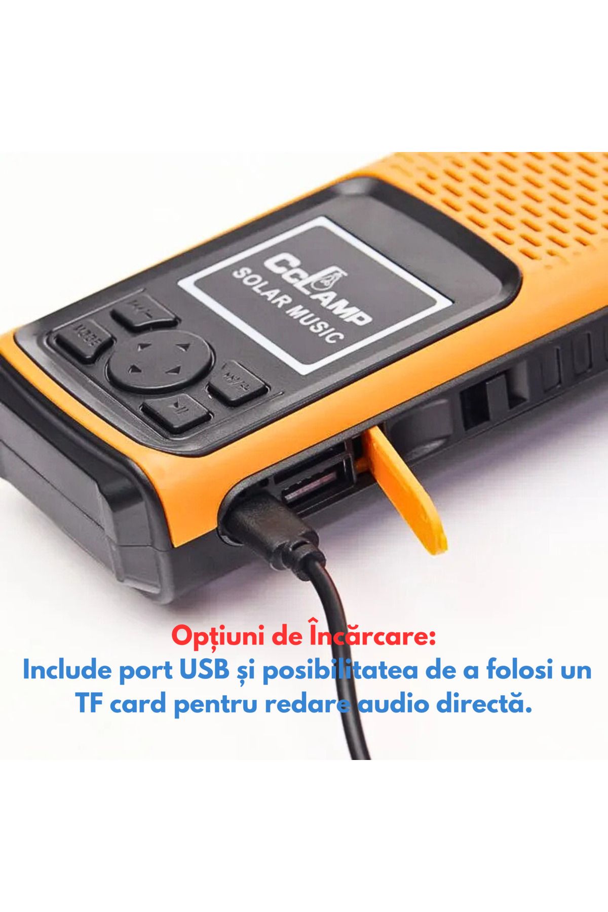 FİAPFO-APF® Multifunctional Set – Yellow Solar Bluetooth Speaker with FM Radio & Metal Keychain, with Flashlight 3