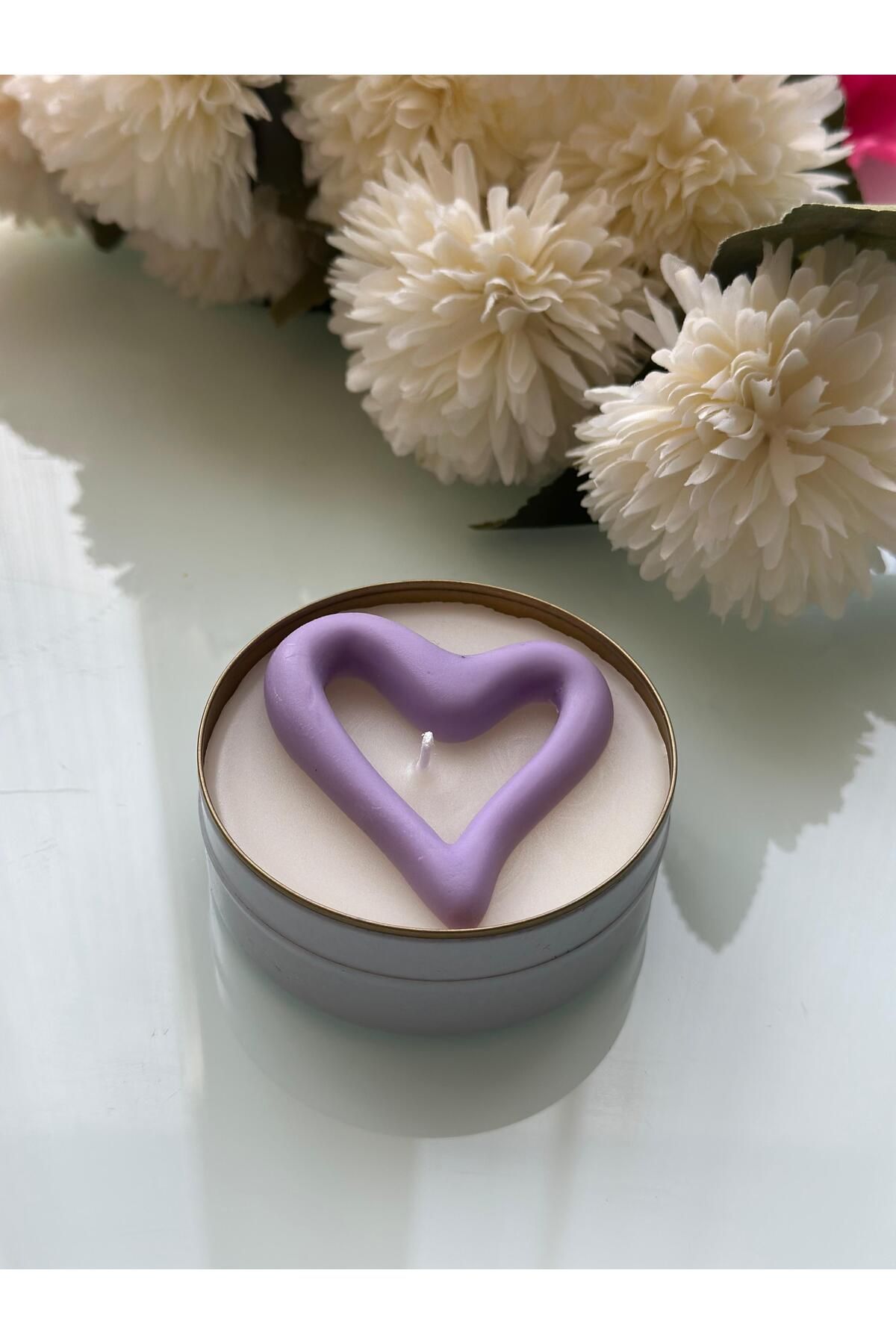 BalibeeCandle Metal Kutuda Kalpli Hediyelik Mum 1 Adet