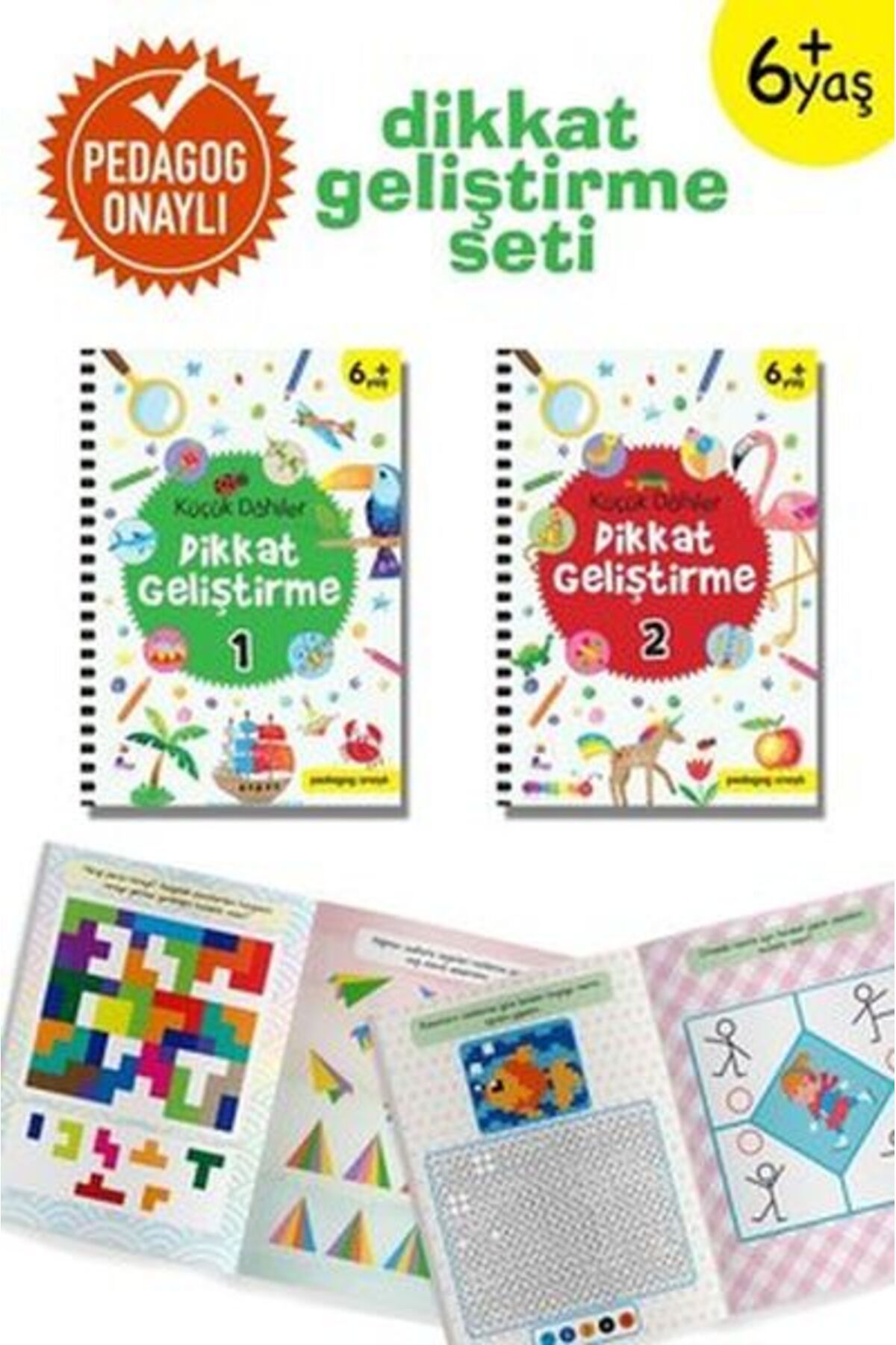 İndigo Kitap Küçük Dahiler Dikkat Geliştirme Seti - 6+ Yaş-2 Kitap Takım