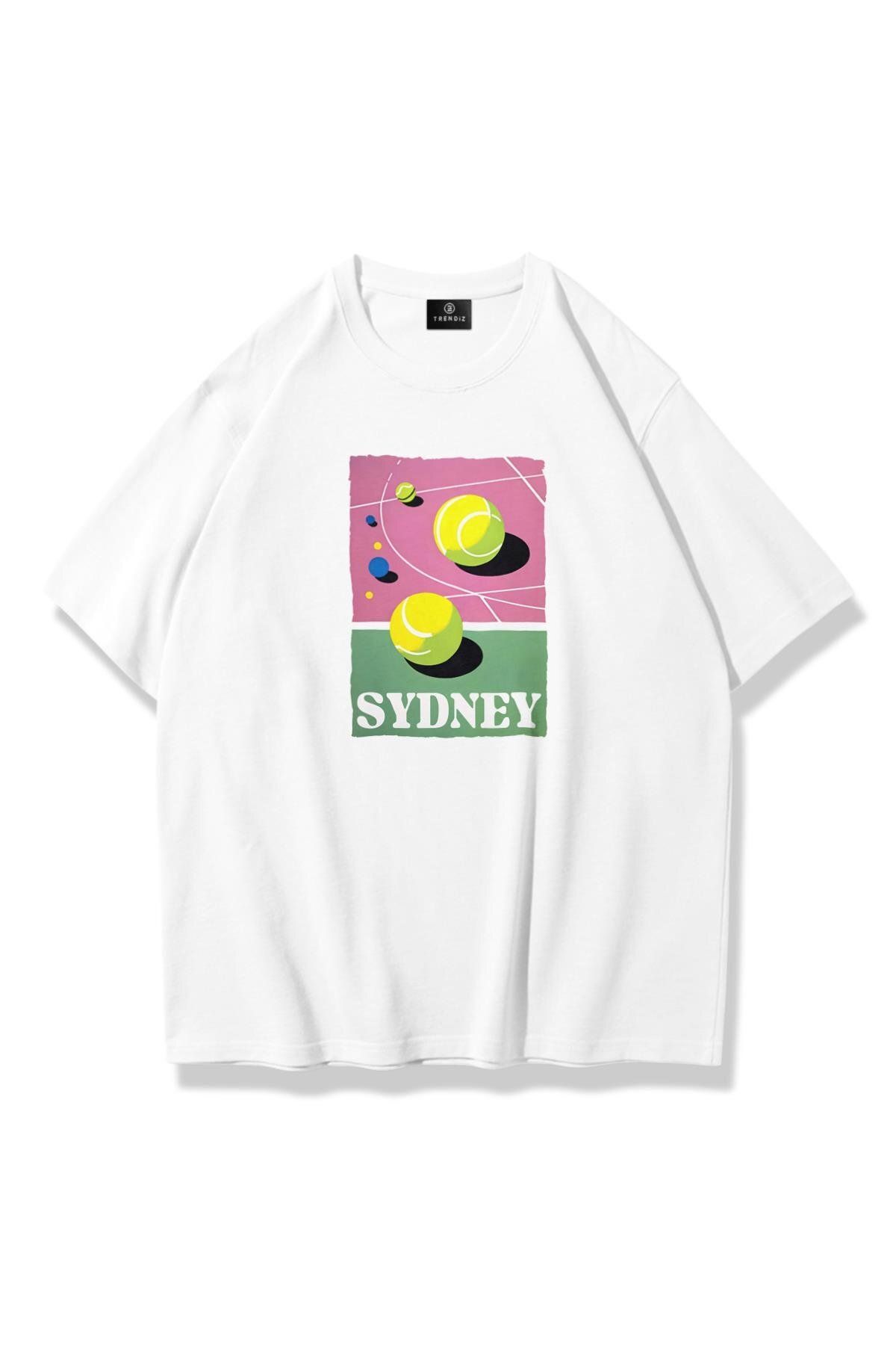 Trendiz Unisex Sydney Tennis Tshirt Beyaz