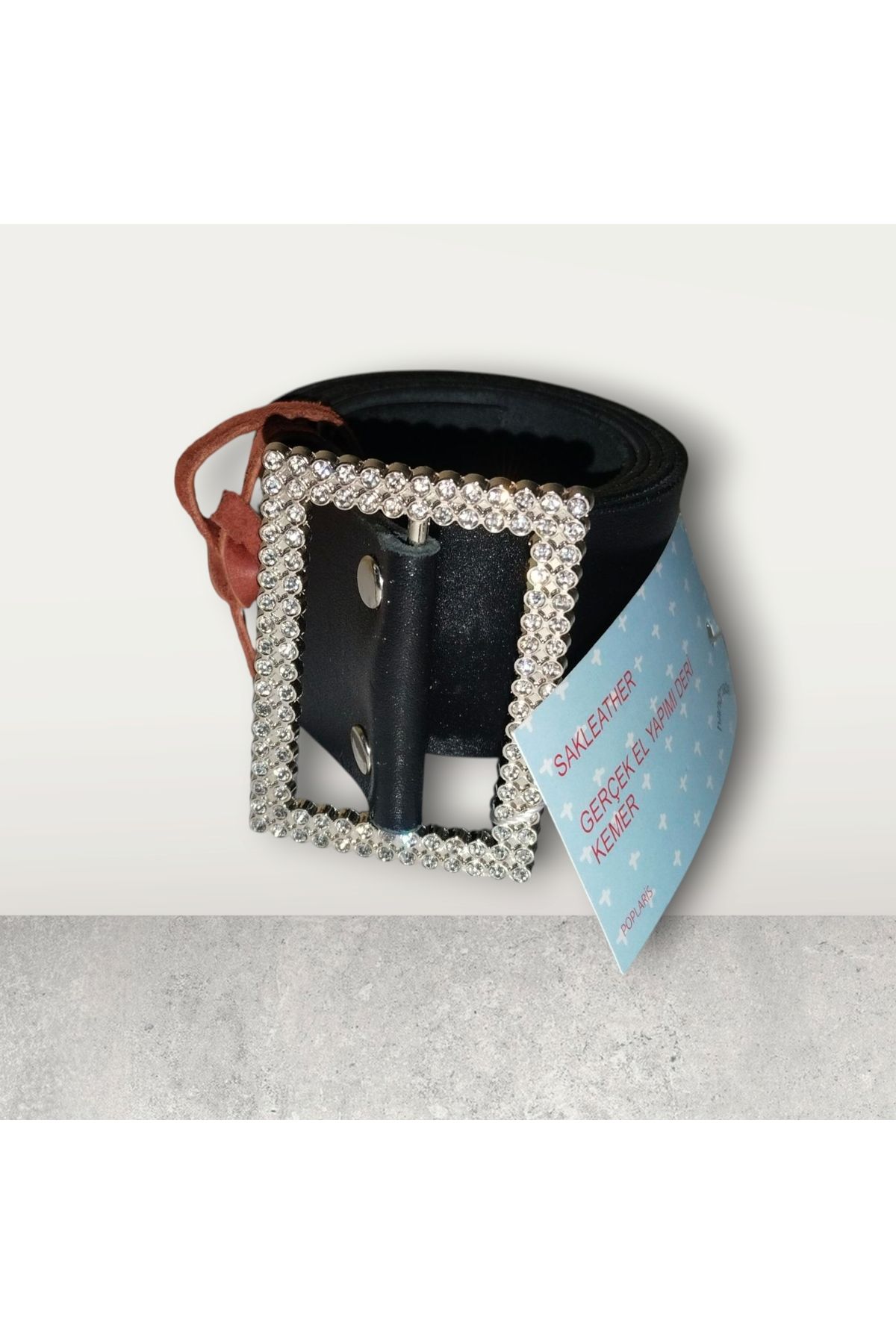 SAKLEATHER Kadın taşlı şık hakiki deri kemer