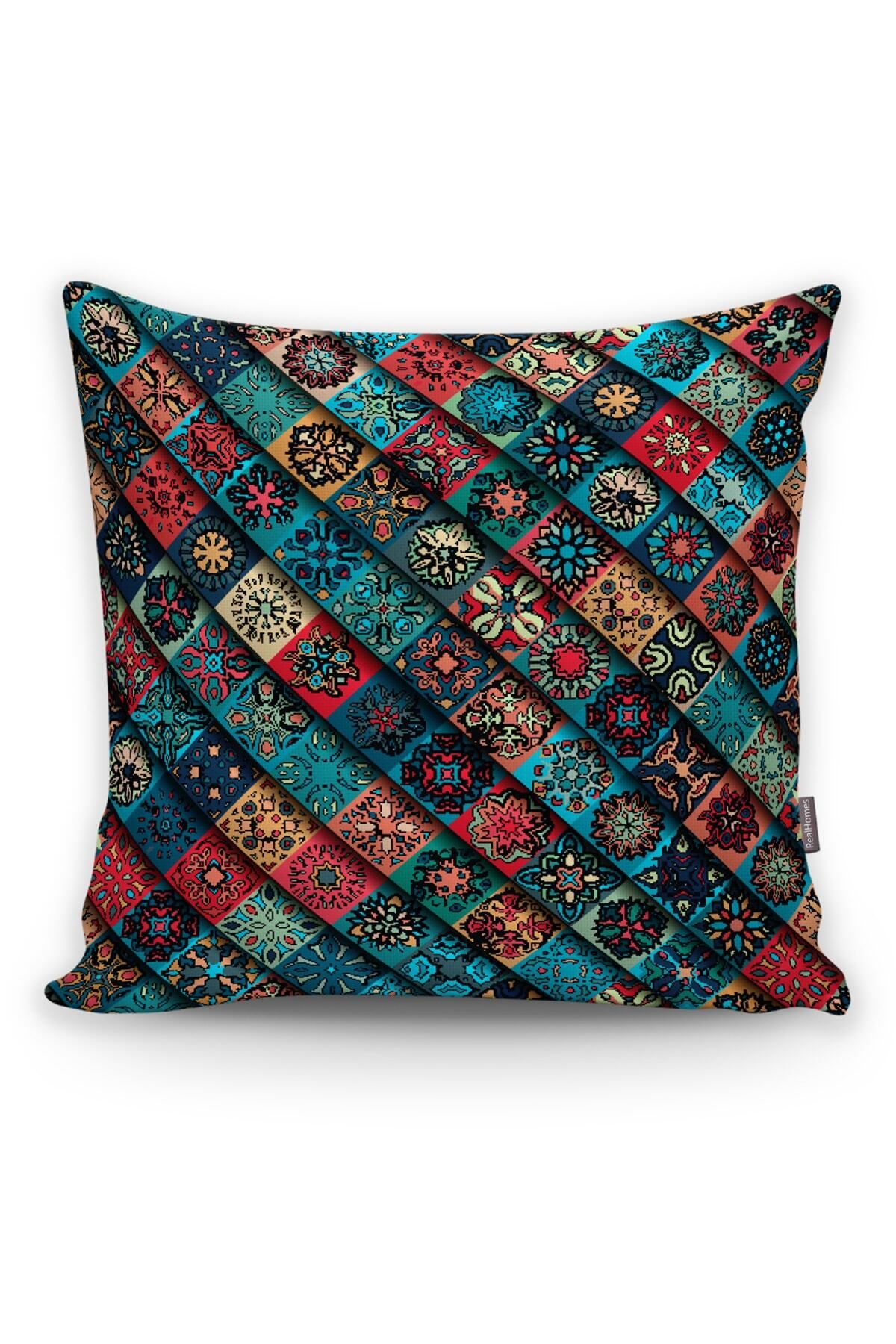 DEKORANLA Renkli küçük çapraz vintage etnik desenli dekoratif kırlent kılıfı