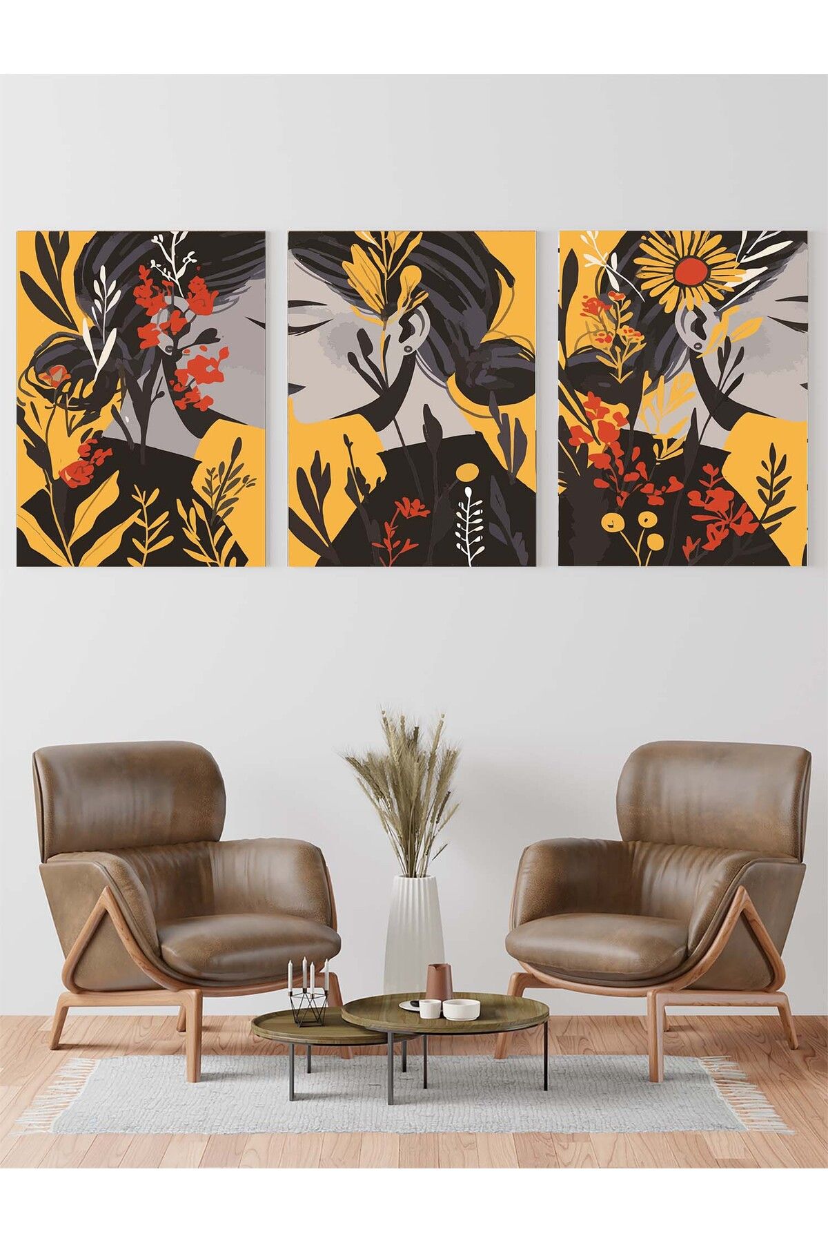 nunuhome since 1985 Duvar Tablosu Çerçeve Görünümlü Mutfak Tabloları Modern Tablo 3 lü Tablo Bohem Tablo Premium Kalite