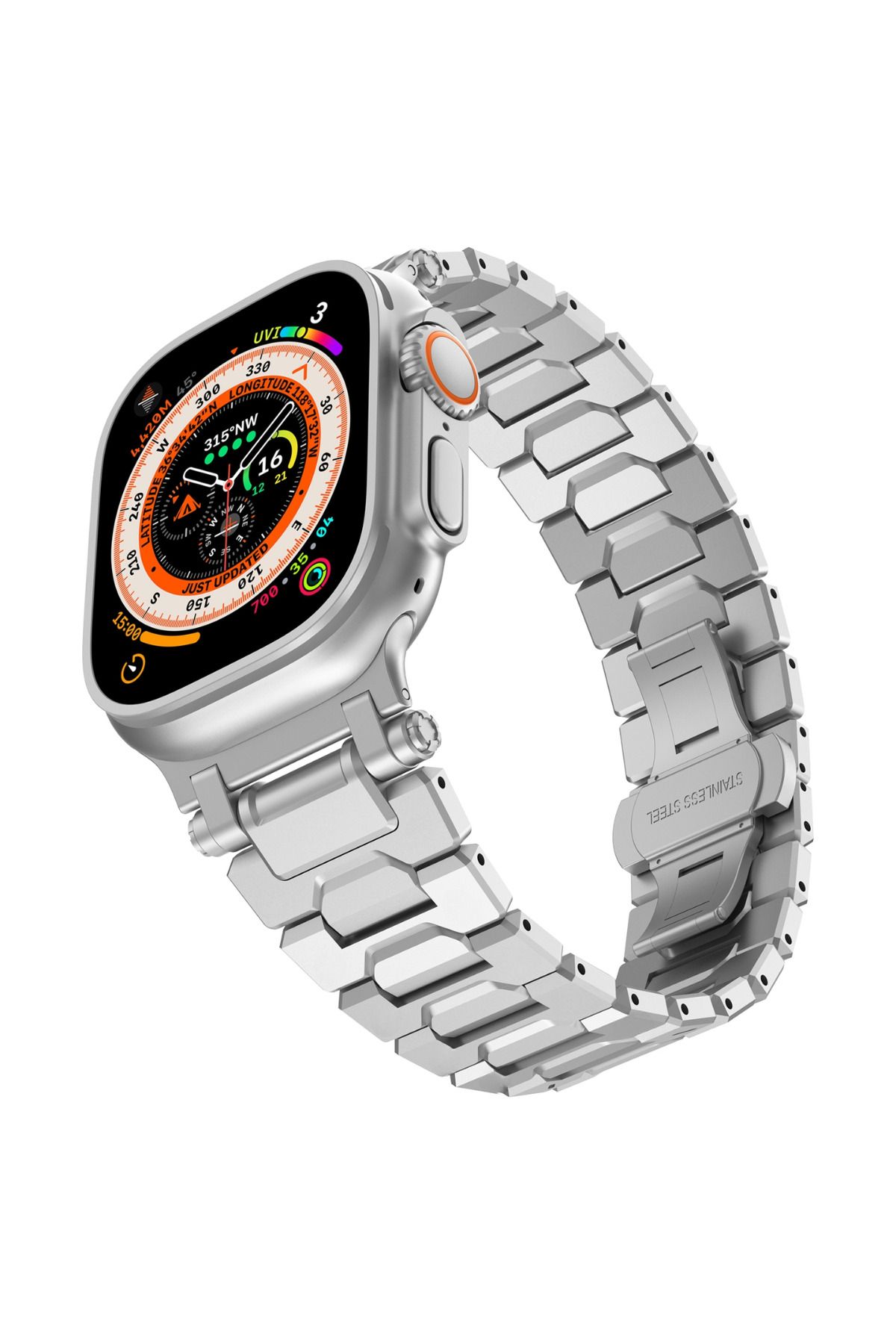 PSGT Apple Watch Uyumlu 42-44-45-46-49 mm Seri 1/2/3/4/5/6/se/7/8/10 ultra Çelik PremiumFit Loop Kordon